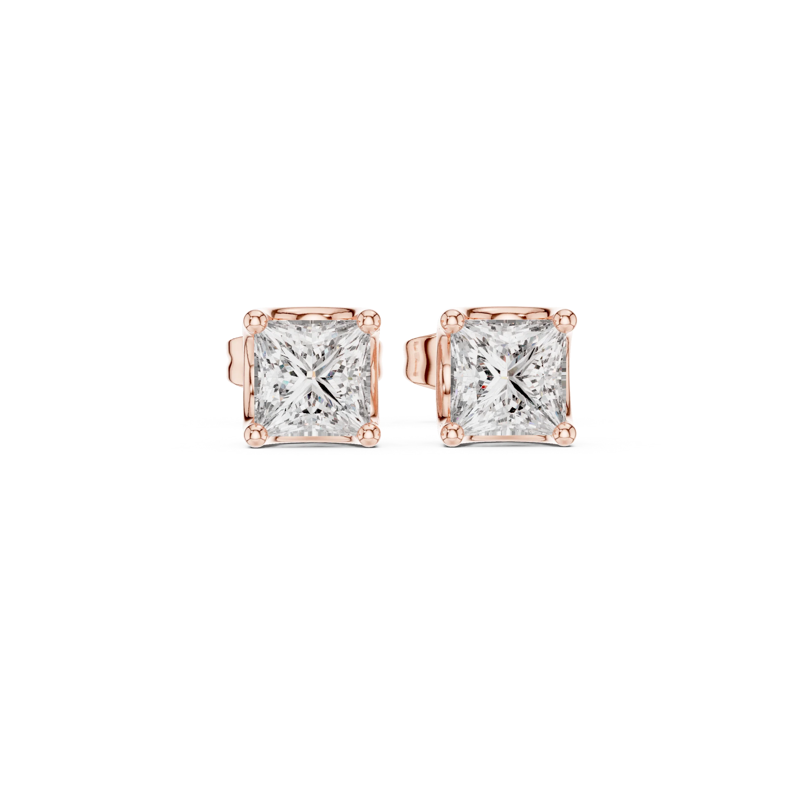 Princess Cut CZ Stud Earrings
