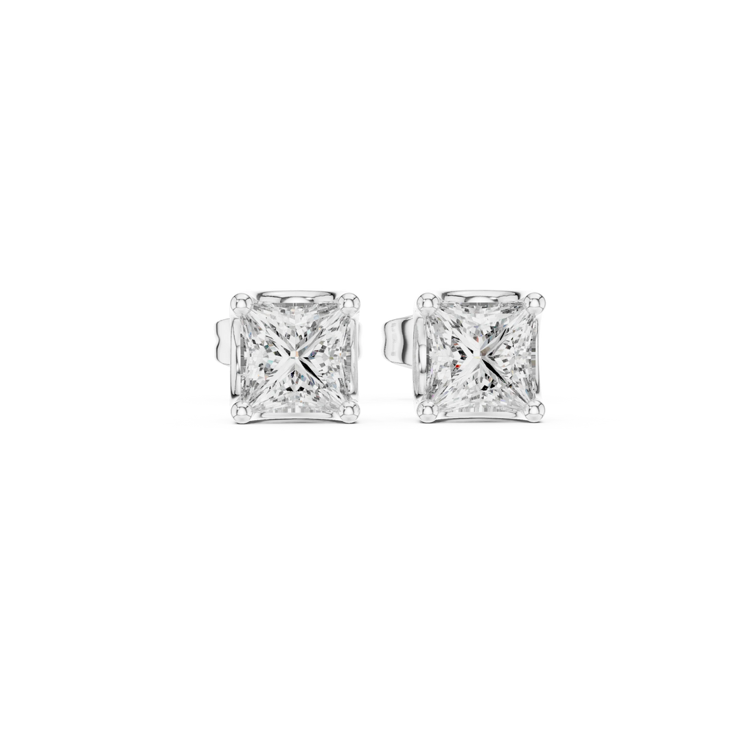Princess Cut CZ Stud Earrings