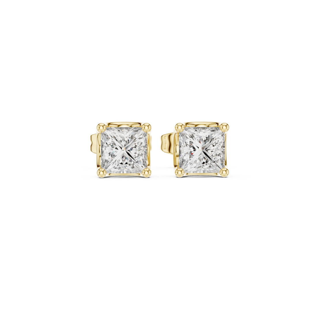 Princess Cut CZ Stud Earrings