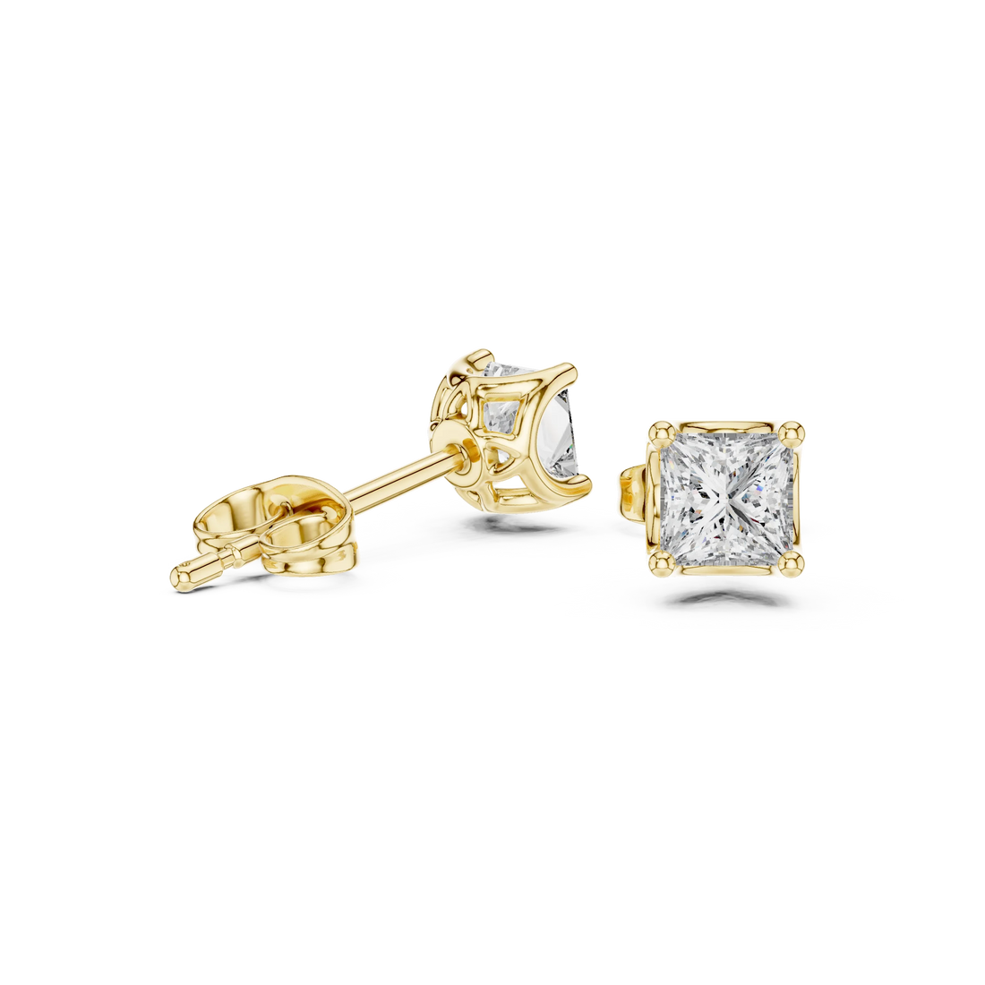 Princess Cut CZ Stud Earrings