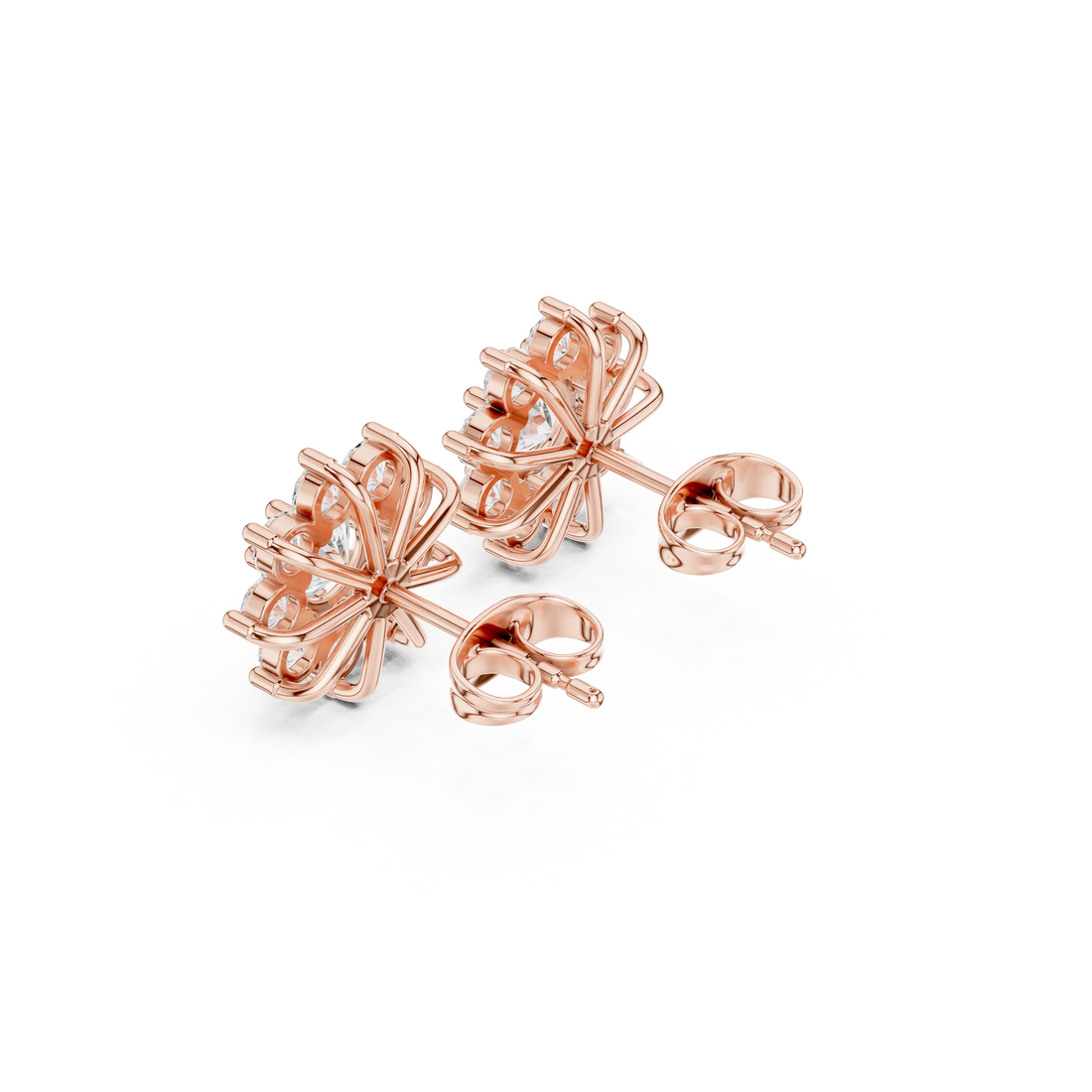 Bloom Radiance Diamond Cluster Stud Earrings