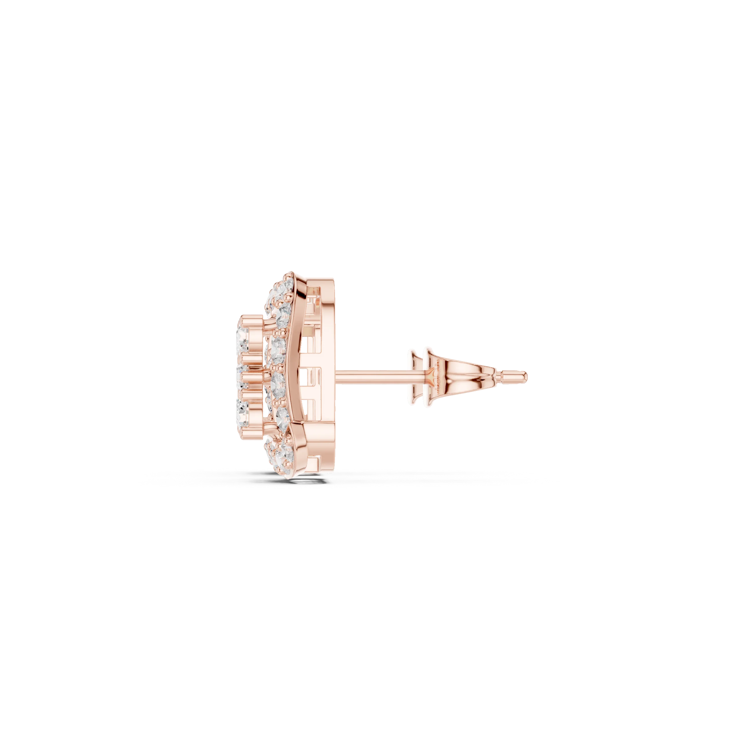 Regal Square Halo Diamond Stud Earrings