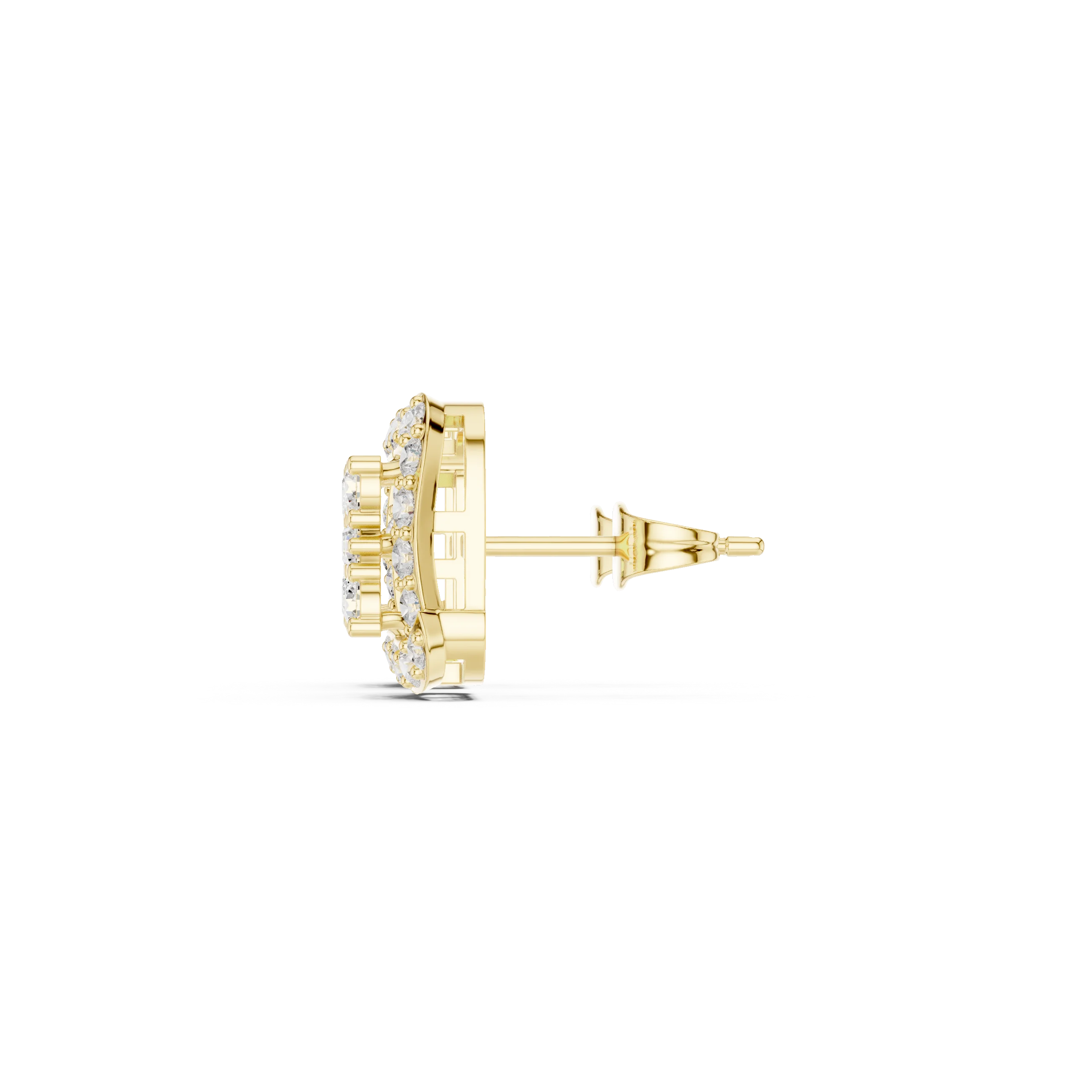 Regal Square Halo Diamond Stud Earrings