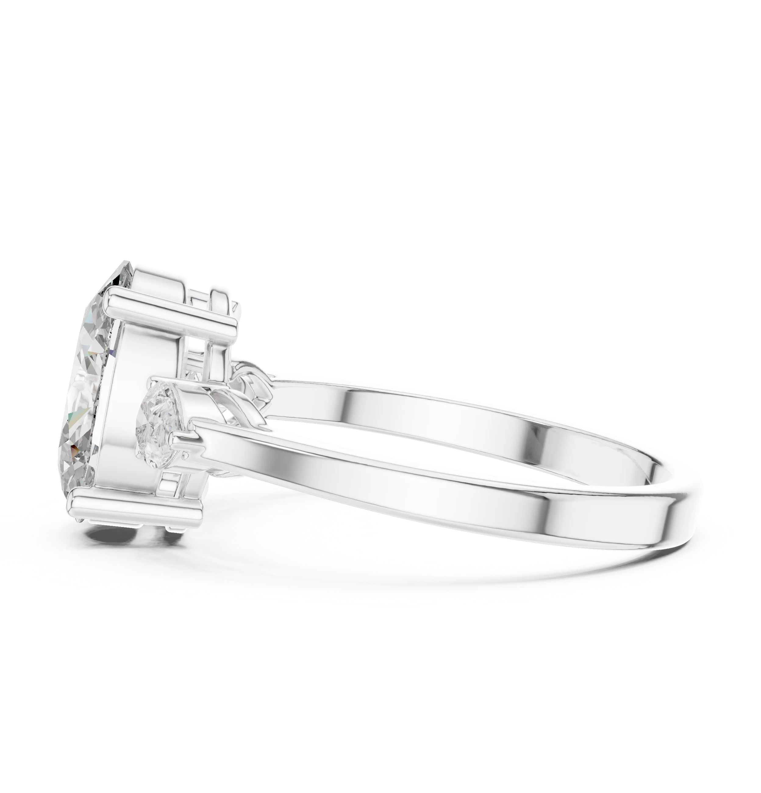 Oval Cut Diamond Engagement Ring with Side Accent Diamond