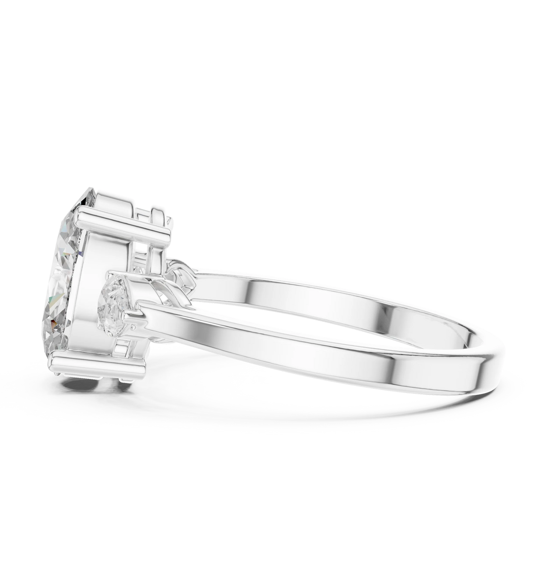 Oval Cut Diamond Engagement Ring with Side Accent Diamond