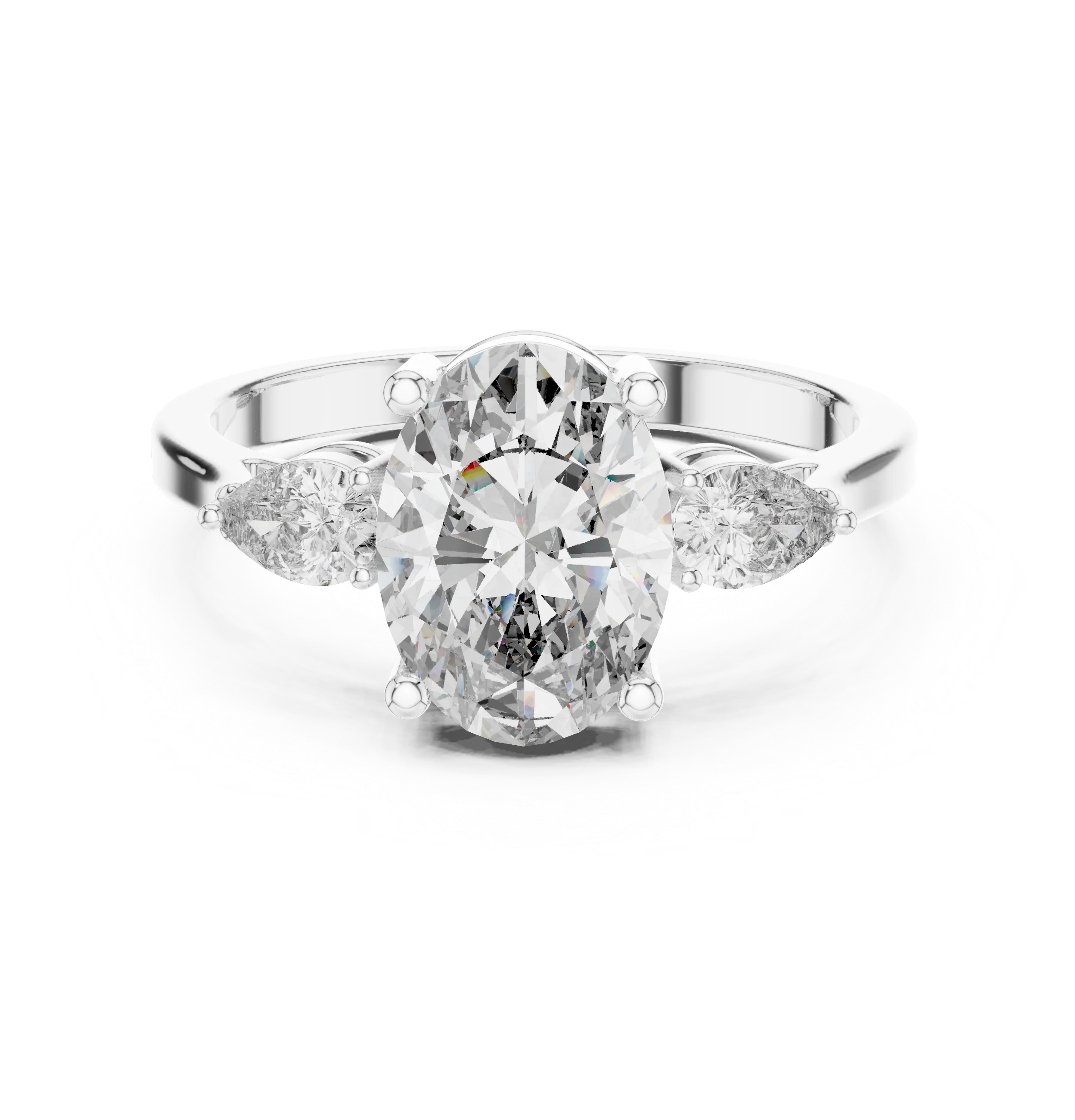 Oval Cut Diamond Engagement Ring with Side Accent Diamond