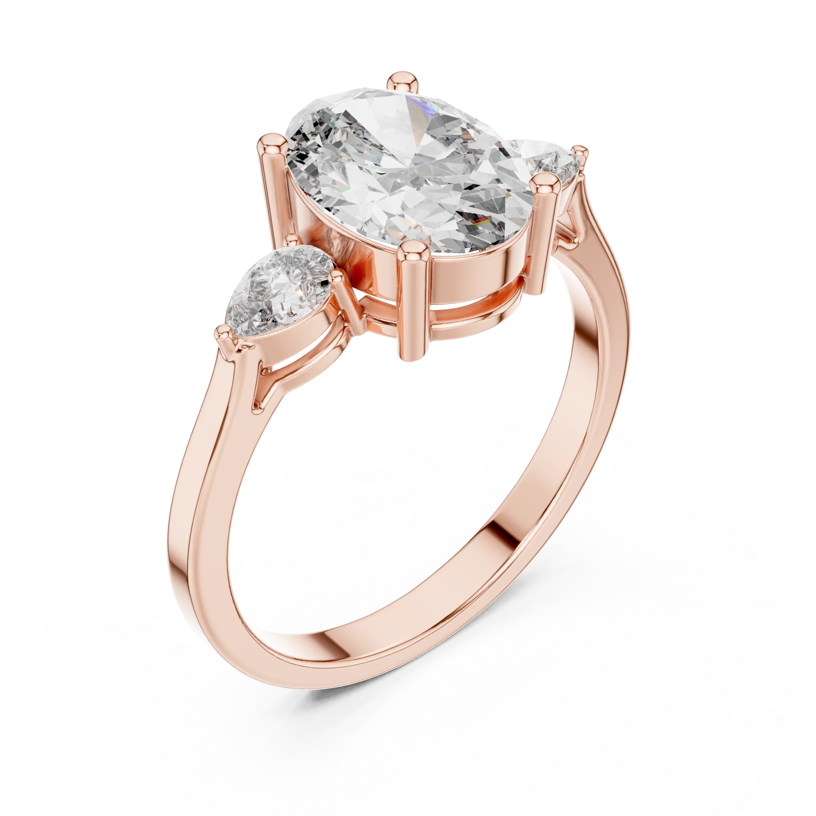 Oval Cut Diamond Engagement Ring with Side Accent Diamond