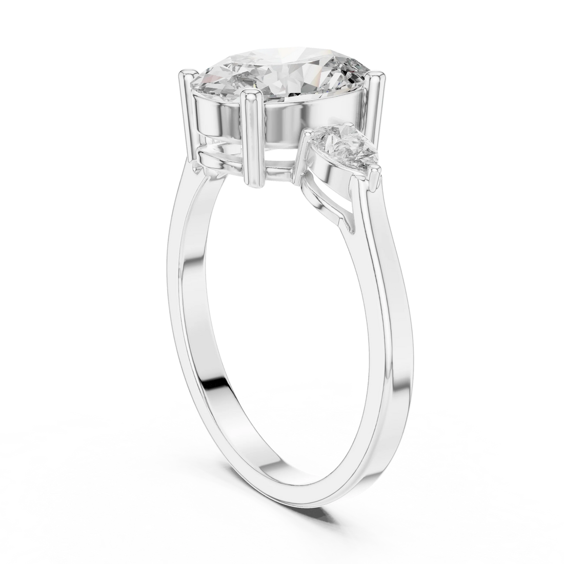 Oval Cut Diamond Engagement Ring with Side Accent Diamond