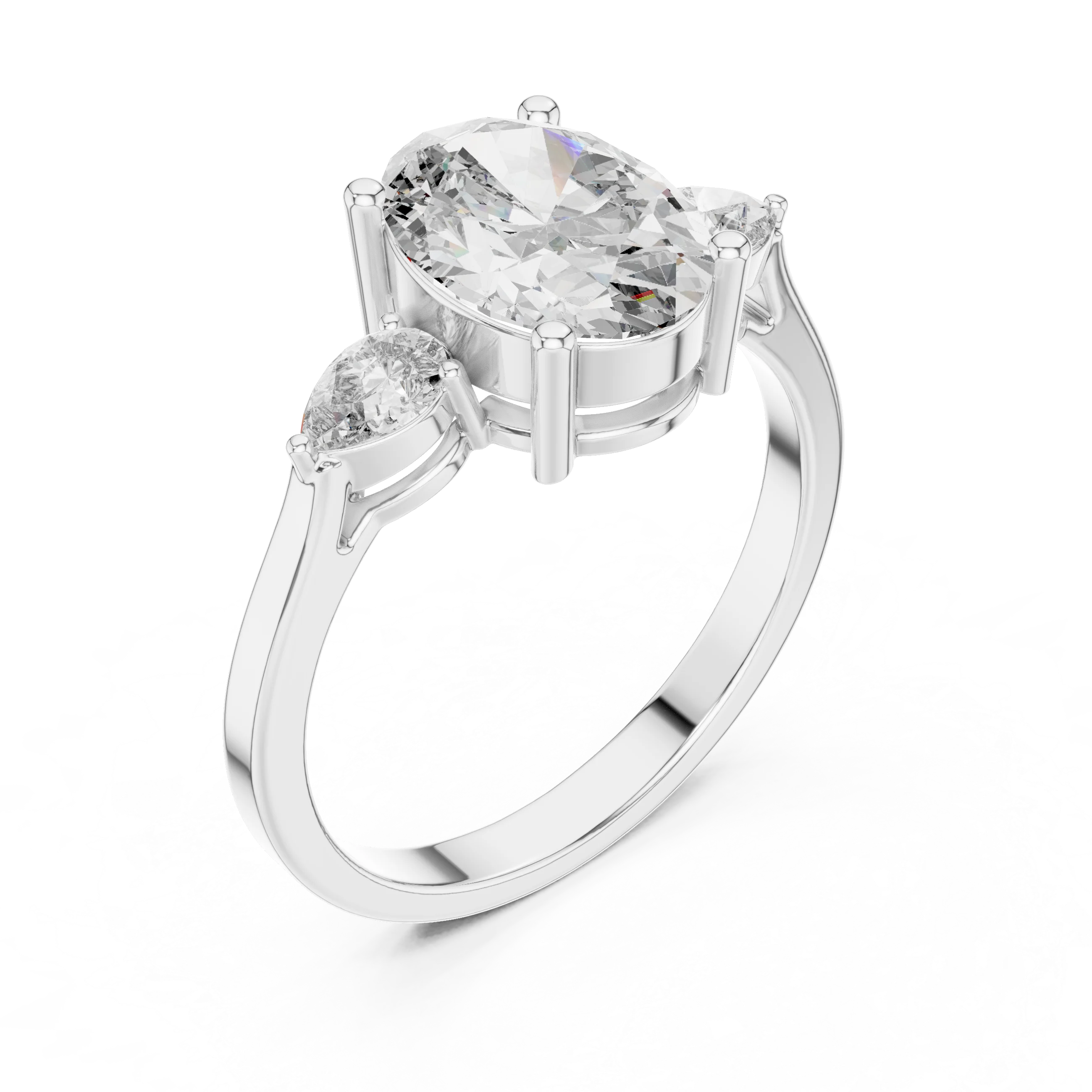 Oval Cut Diamond Engagement Ring with Side Accent Diamond
