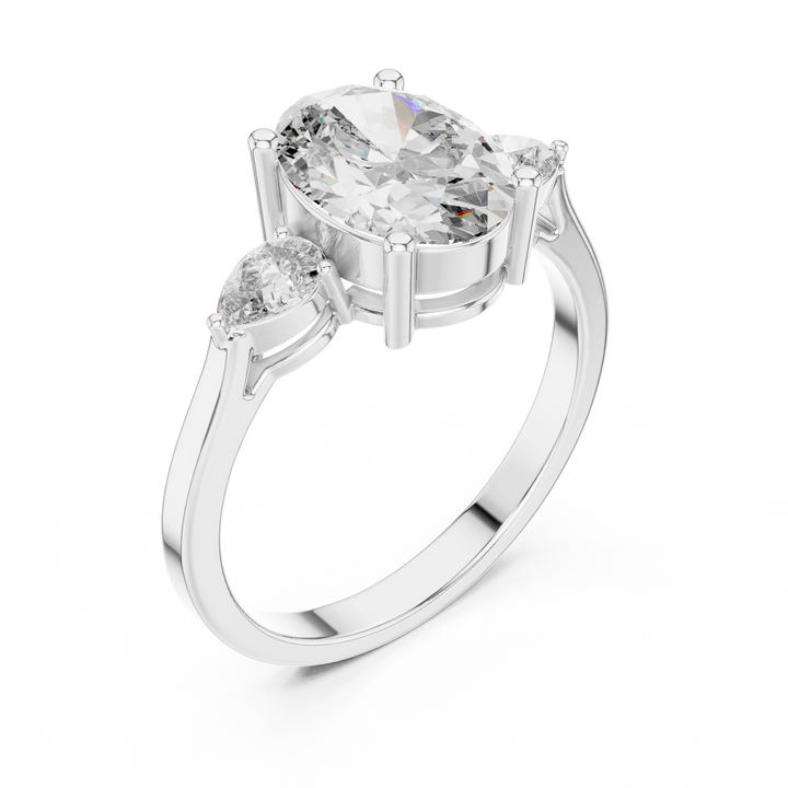 Oval Cut Diamond Engagement Ring with Side Accent Diamond