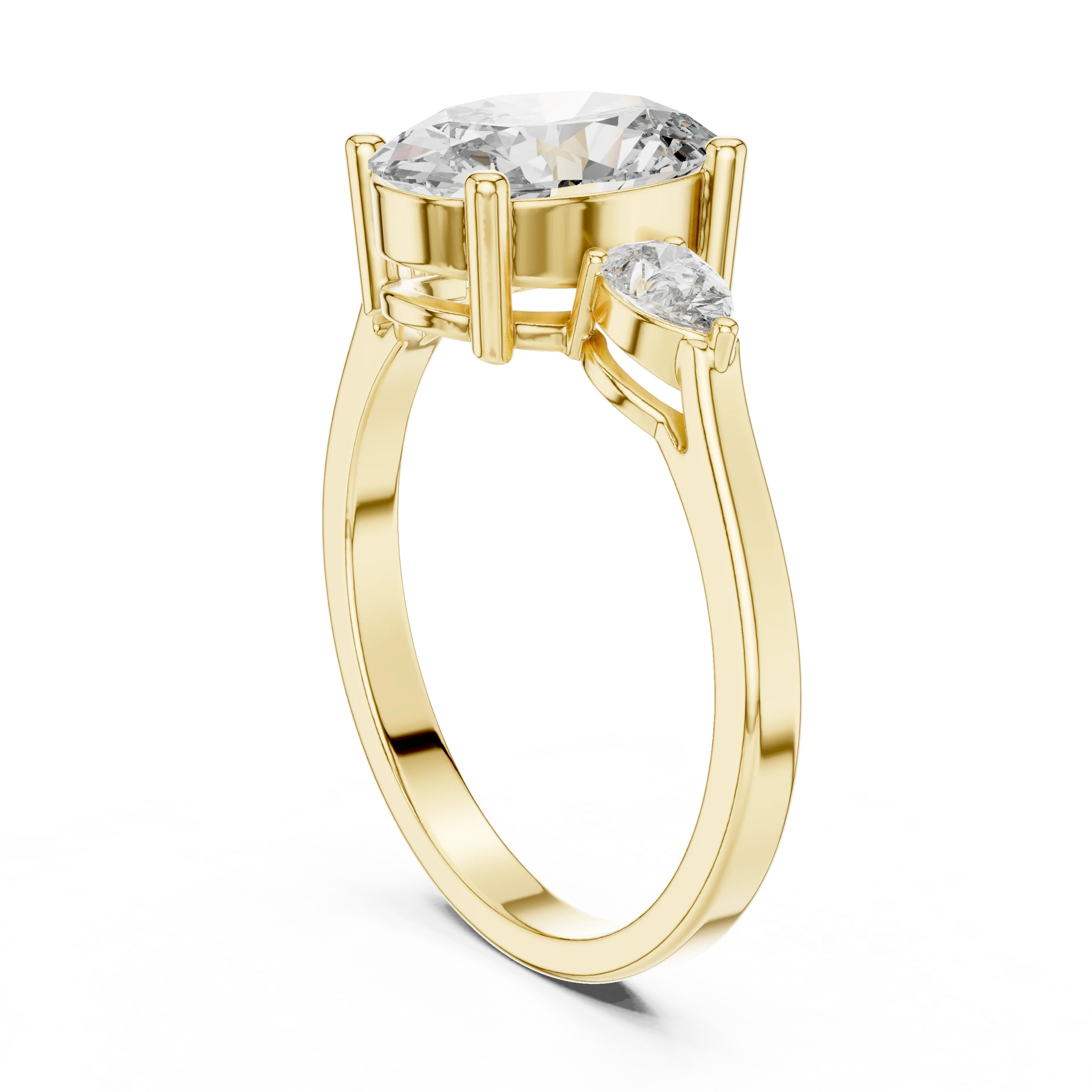 Oval Cut Diamond Engagement Ring with Side Accent Diamond