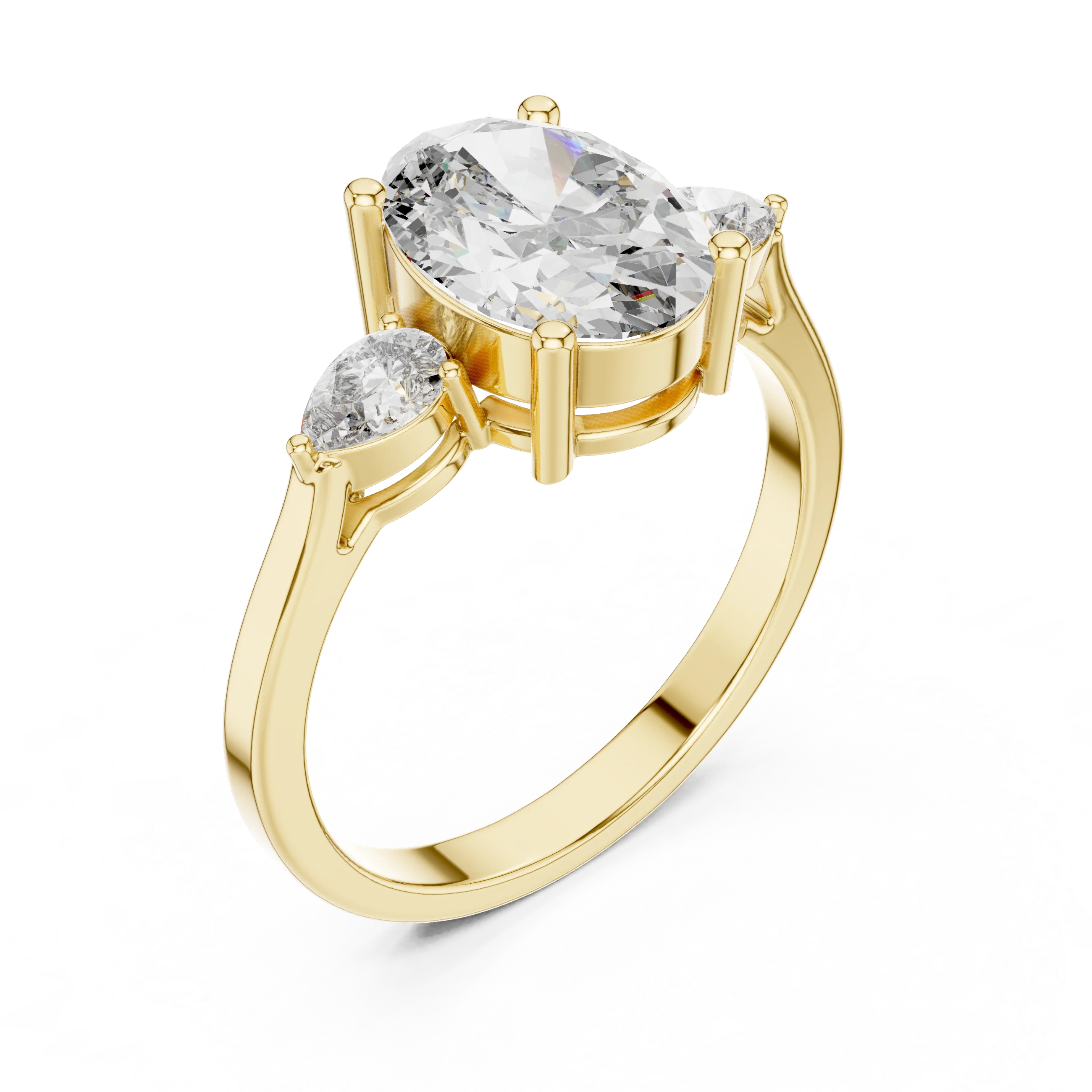 Oval Cut Diamond Engagement Ring with Side Accent Diamond