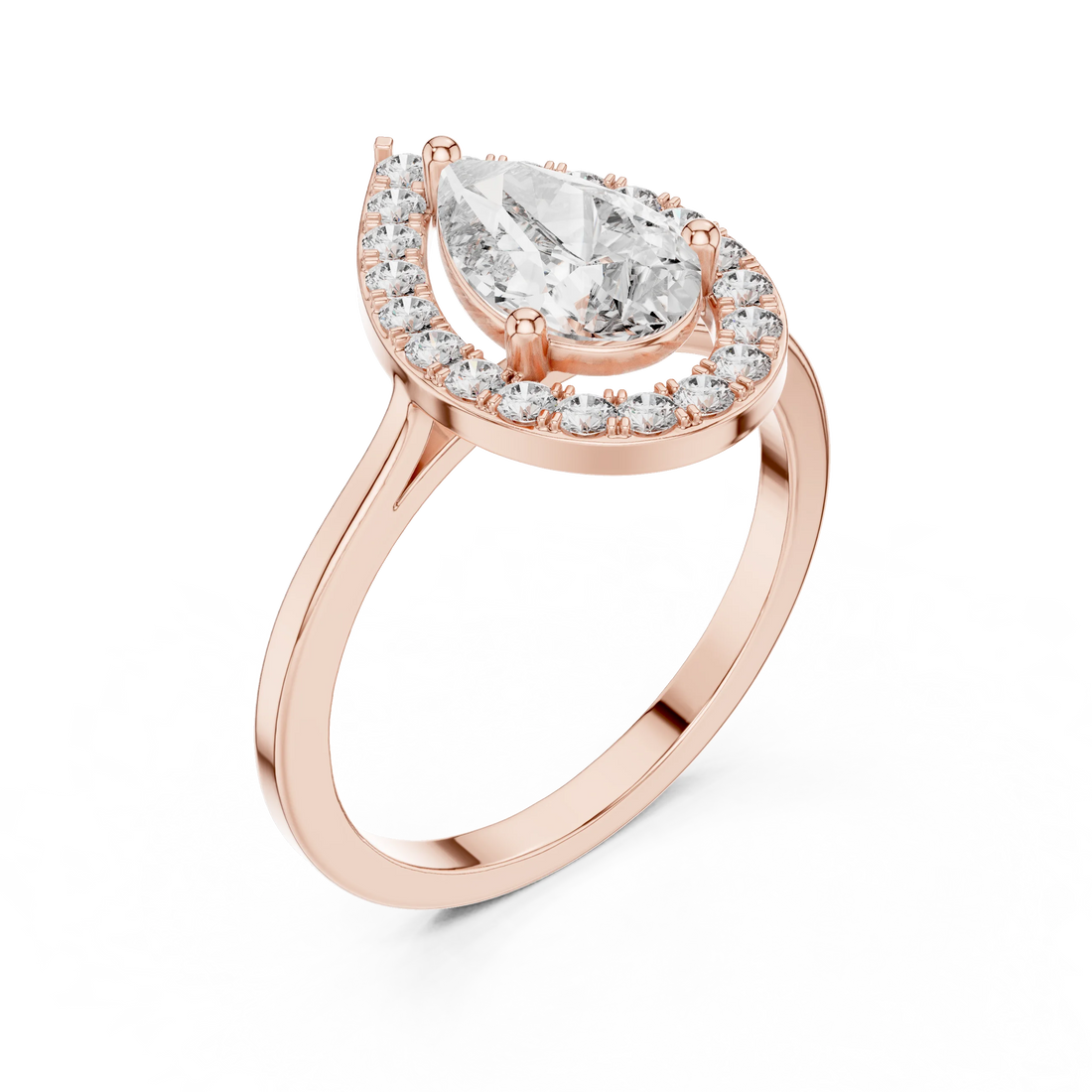 Pear Shaped Halo Diamond Engagement Ring