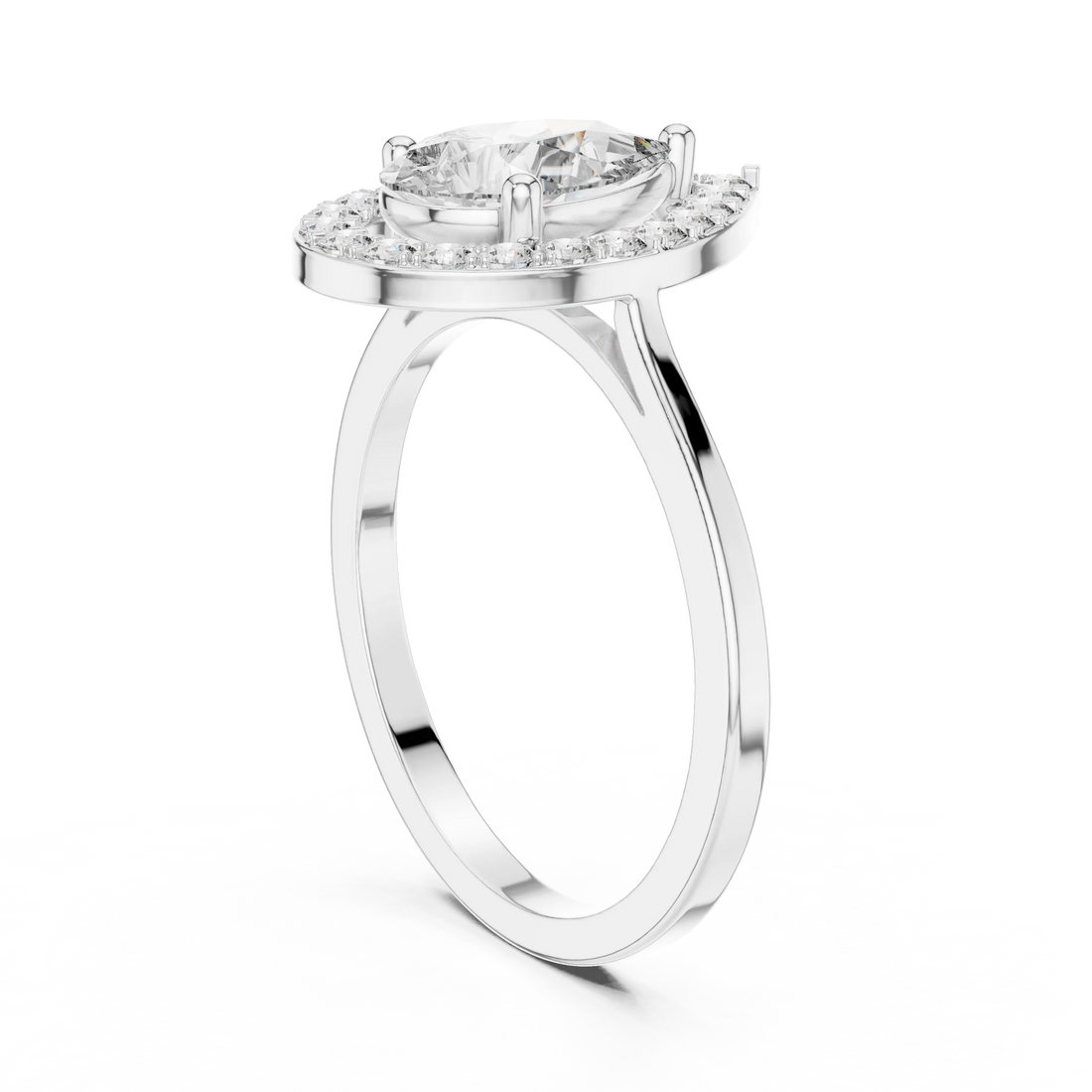 Pear Shaped Halo Diamond Engagement Ring