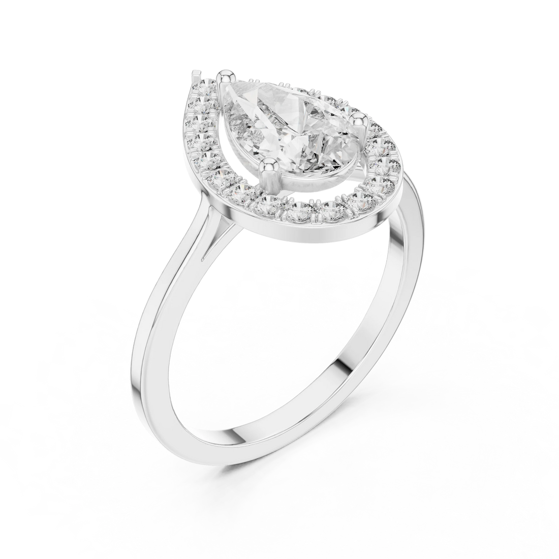 Pear Shaped Halo Diamond Engagement Ring
