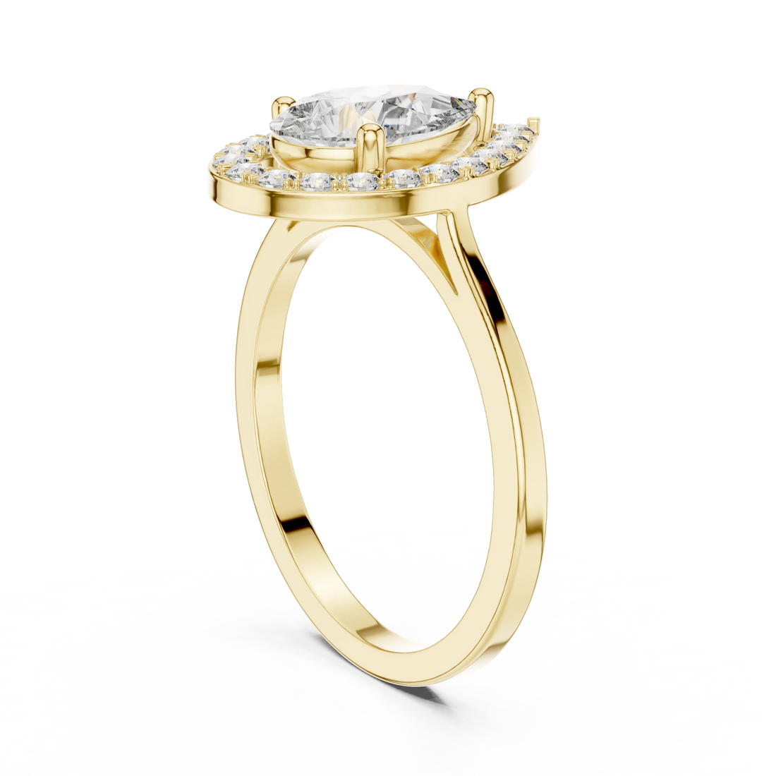 Pear Shaped Halo Diamond Engagement Ring