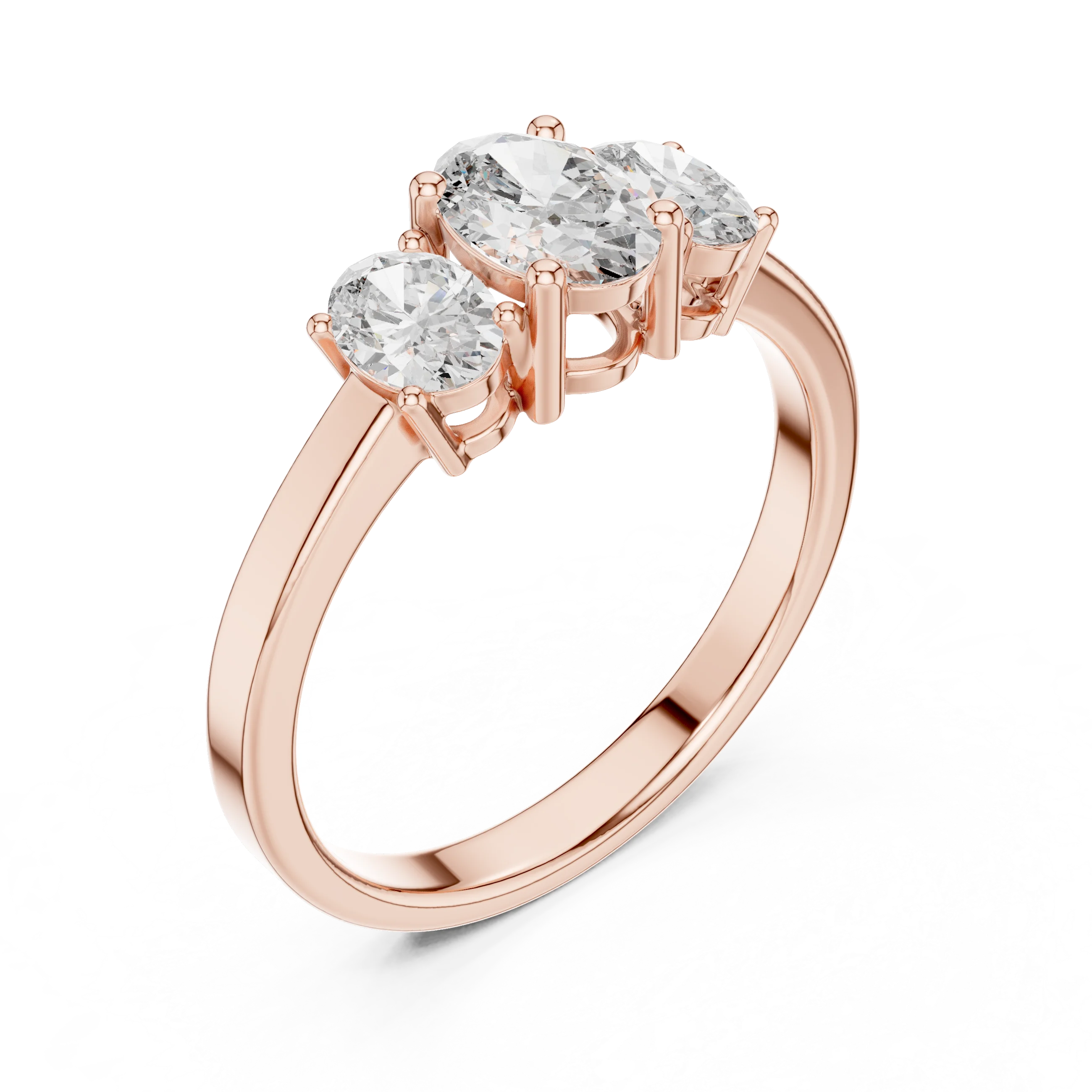 Oval Cut Three-Stone Diamond Engagement Ring