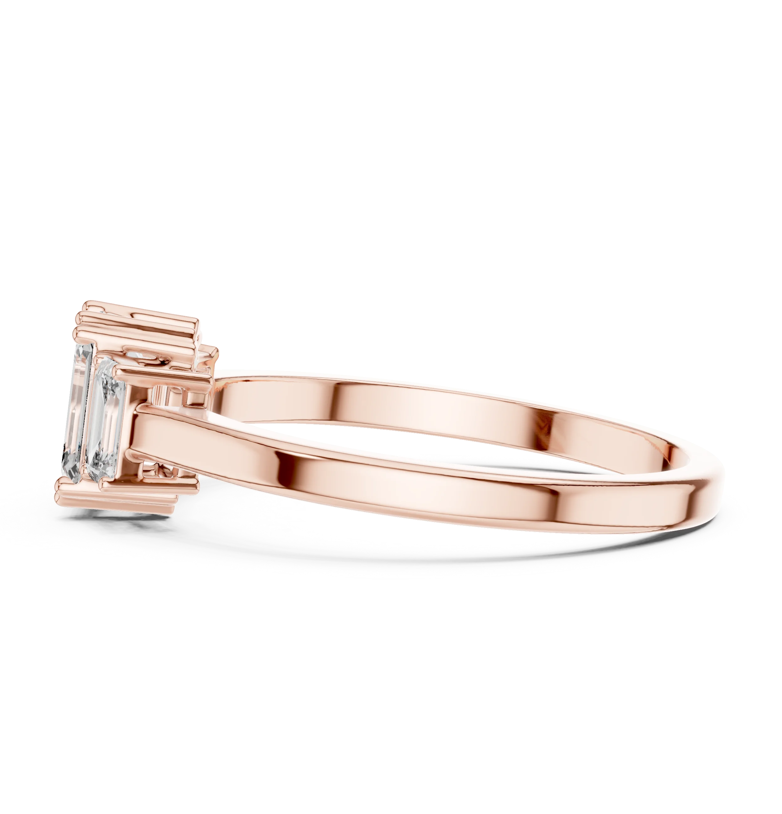 Emerald Cut Three-Stone Diamond Engagement