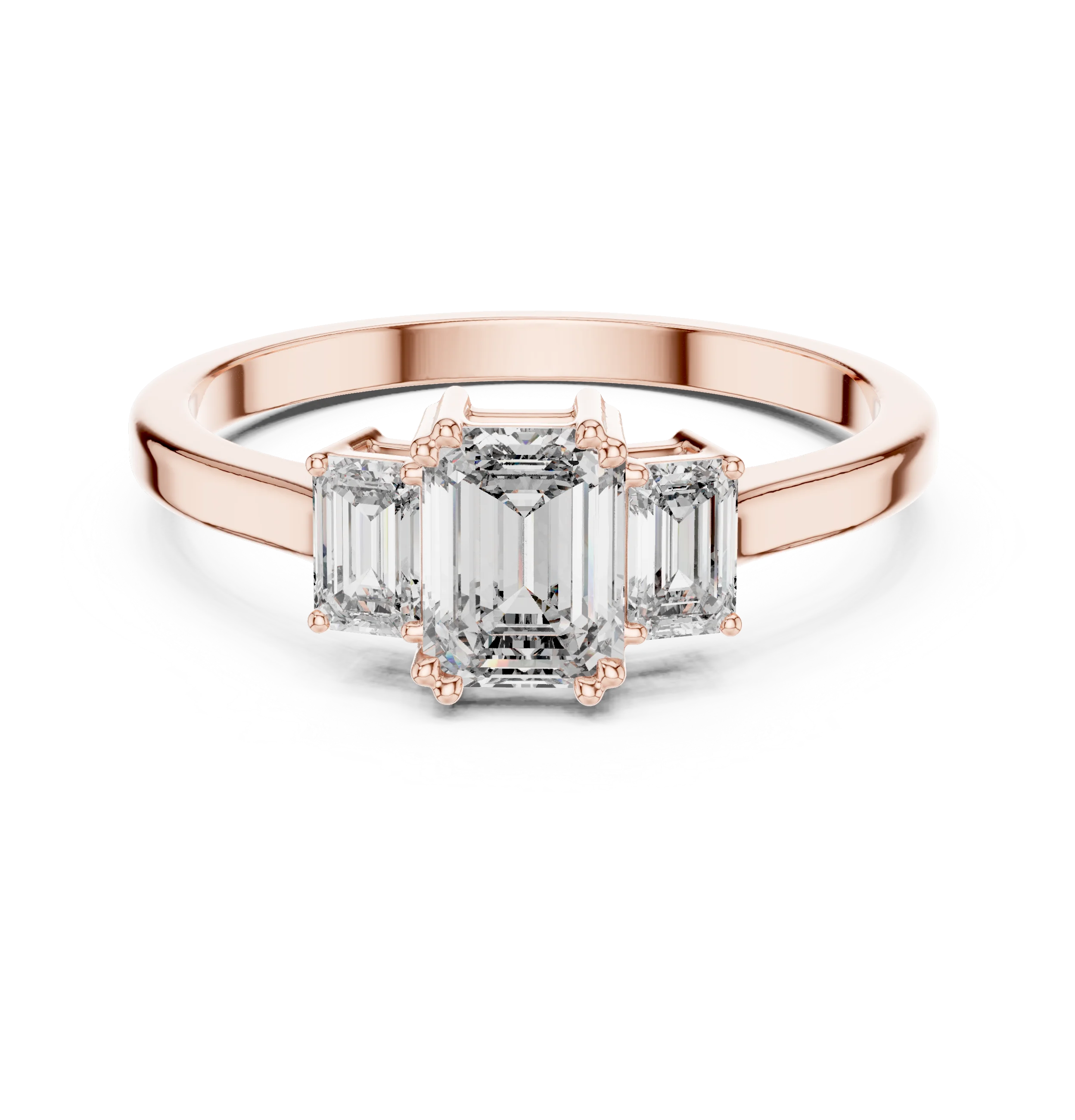 Emerald Cut Three-Stone Diamond Engagement