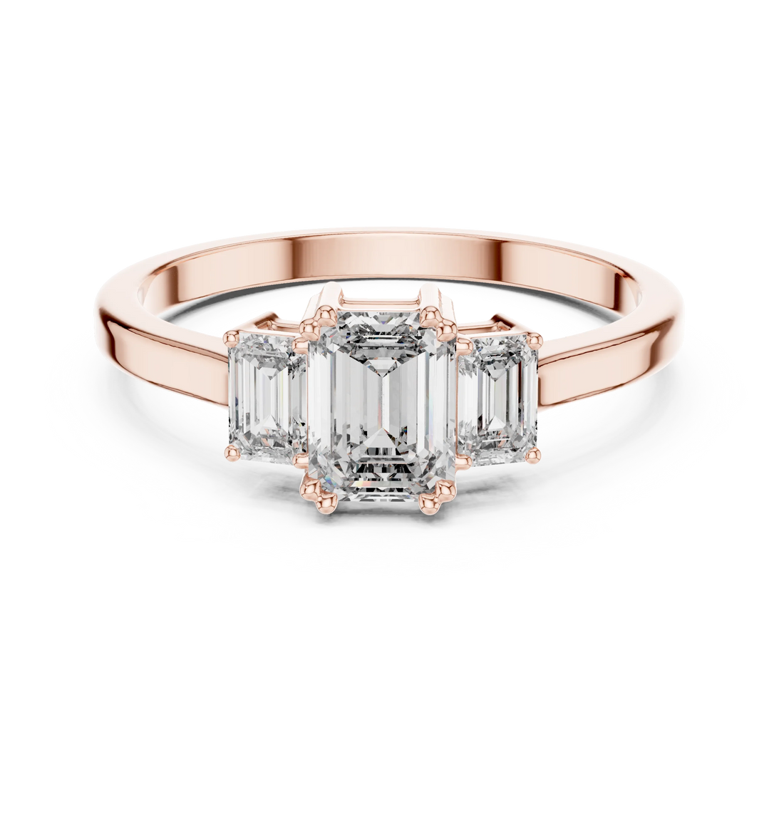 Emerald Cut Three-Stone Diamond Engagement