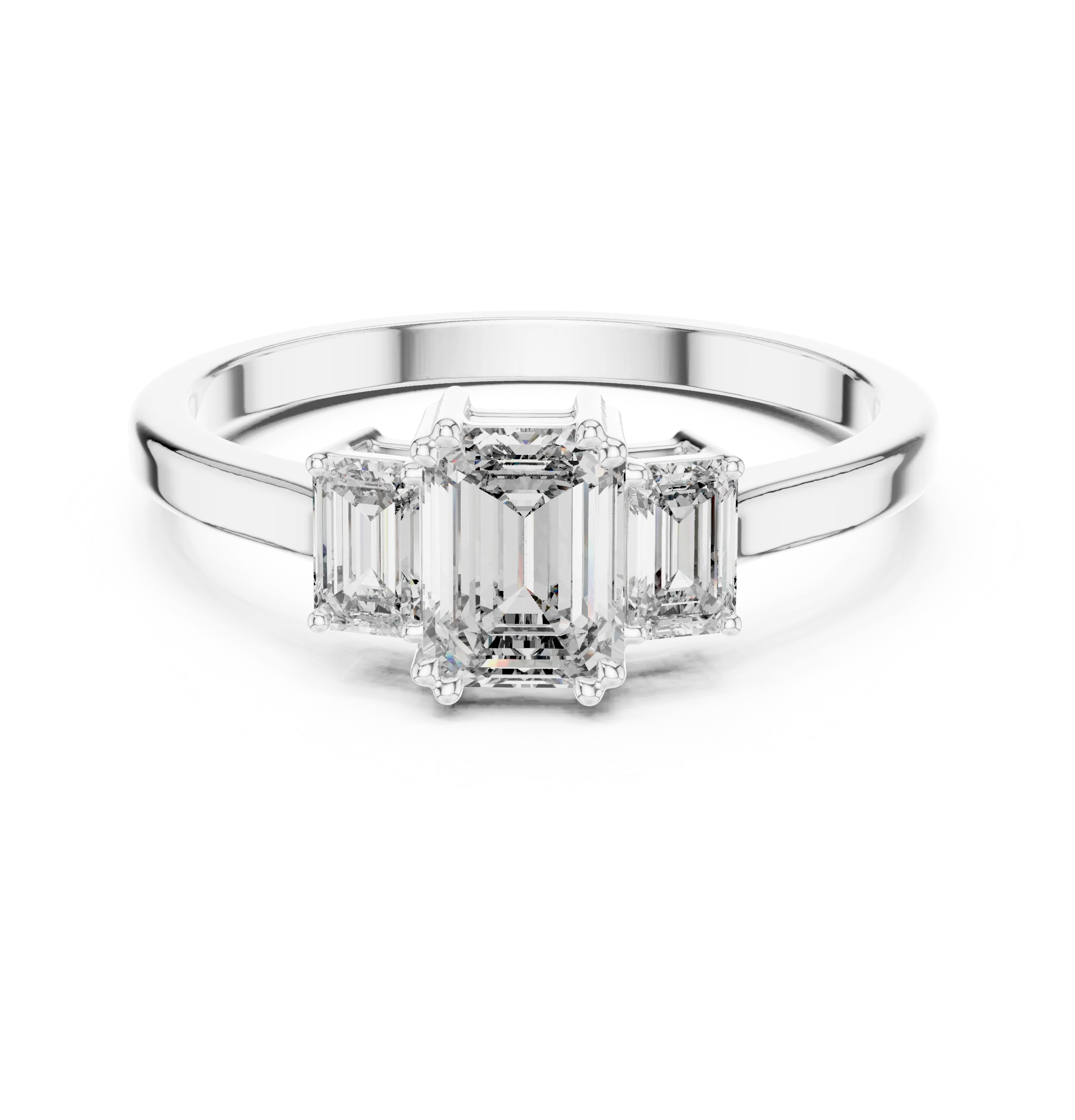 Emerald Cut Three-Stone Diamond Engagement