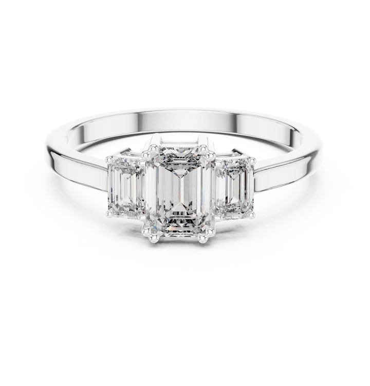 Emerald Cut Three-Stone Diamond Engagement