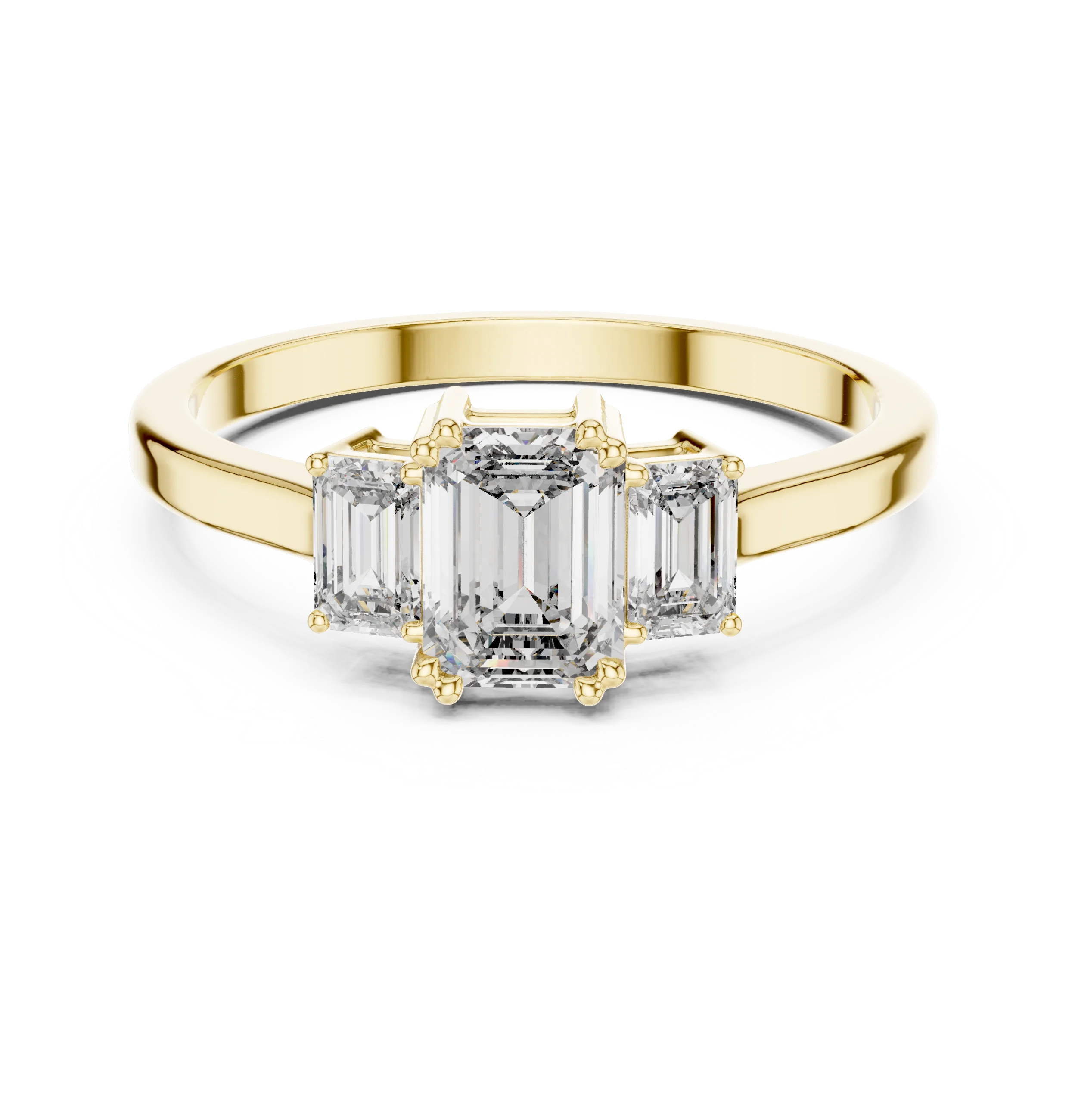 Emerald Cut Three-Stone Diamond Engagement