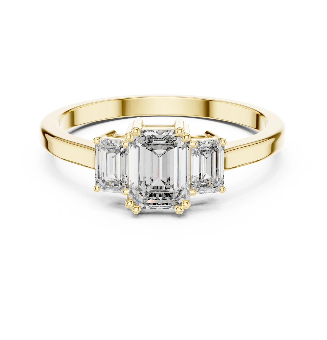 Emerald Cut Three-Stone Diamond Engagement