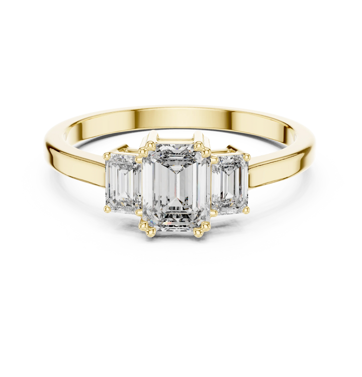 Emerald Cut Three-Stone Diamond Engagement