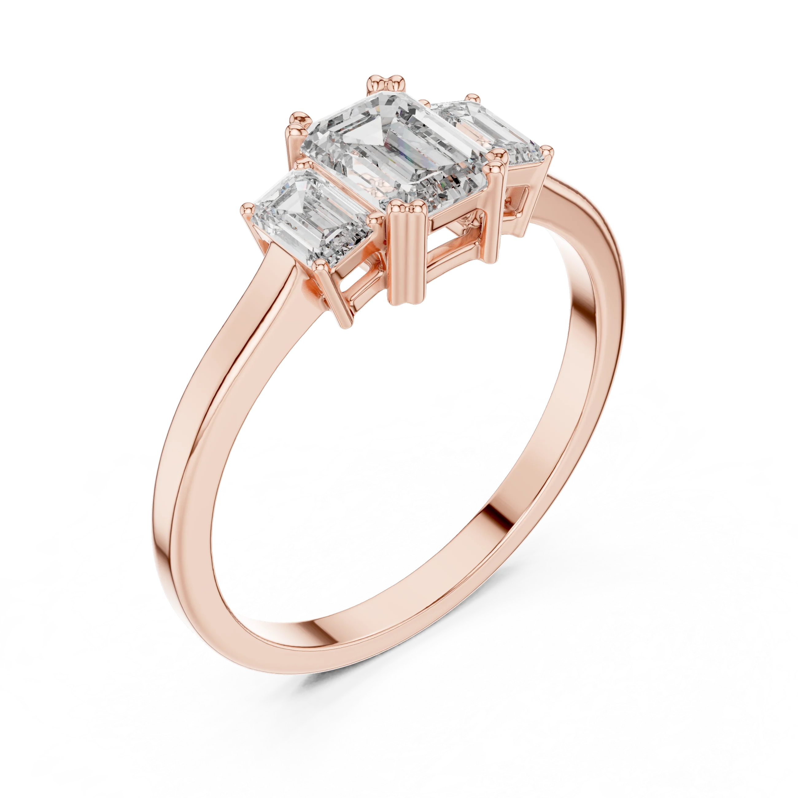 Emerald Cut Three-Stone Diamond Engagement