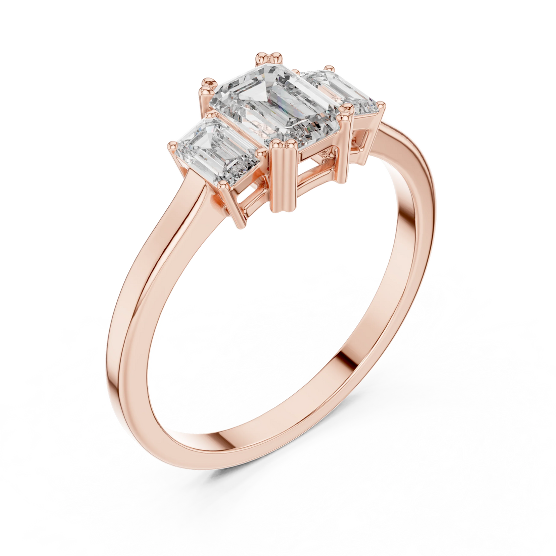 Emerald Cut Three-Stone Diamond Engagement