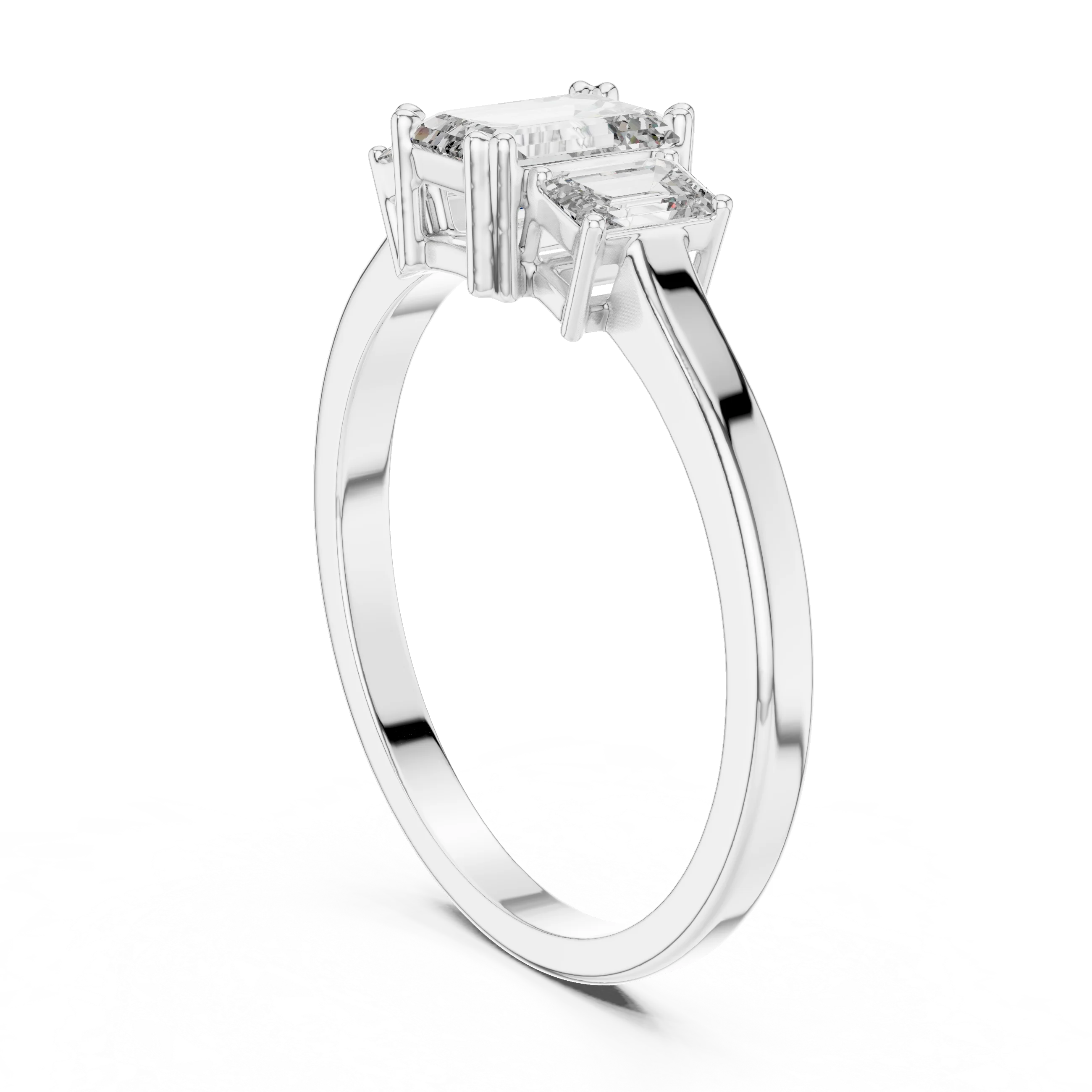Emerald Cut Three-Stone Diamond Engagement