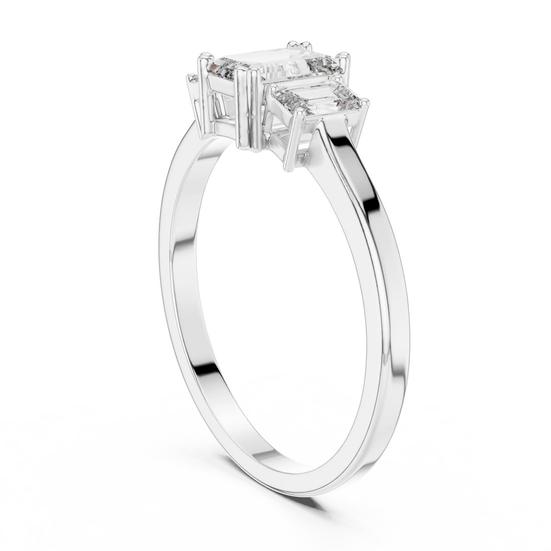 Emerald Cut Three-Stone Diamond Engagement