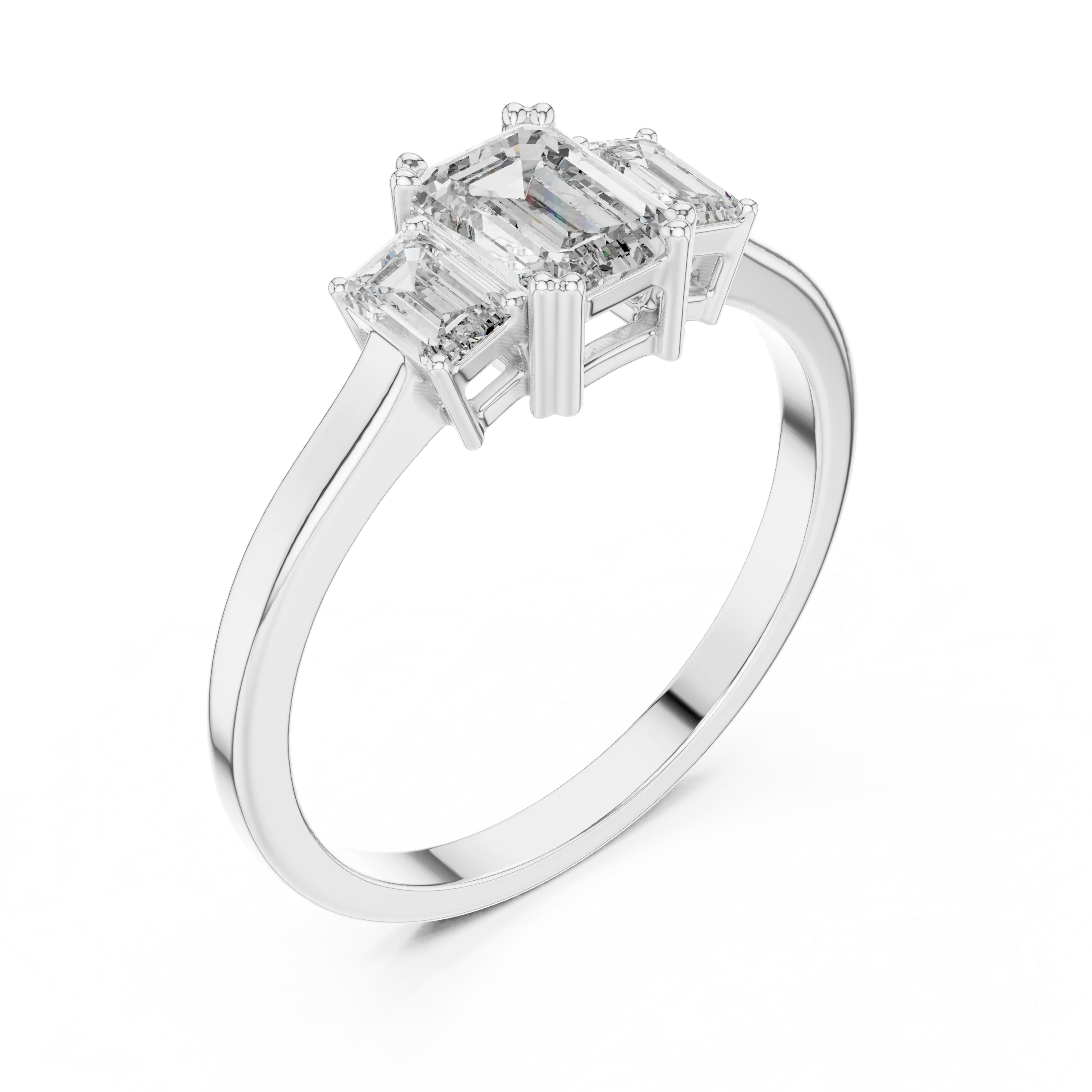 Emerald Cut Three-Stone Diamond Engagement
