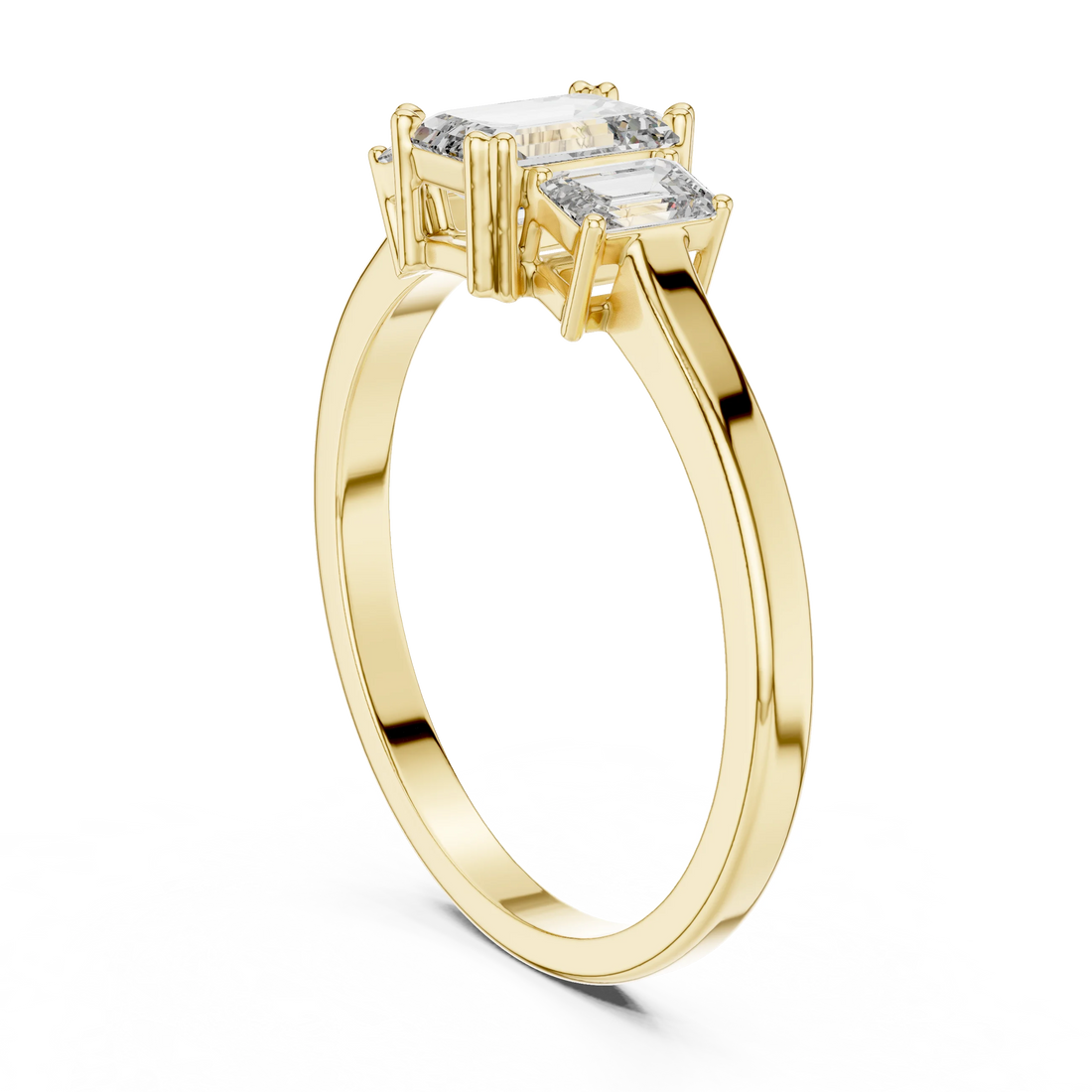Emerald Cut Three-Stone Diamond Engagement