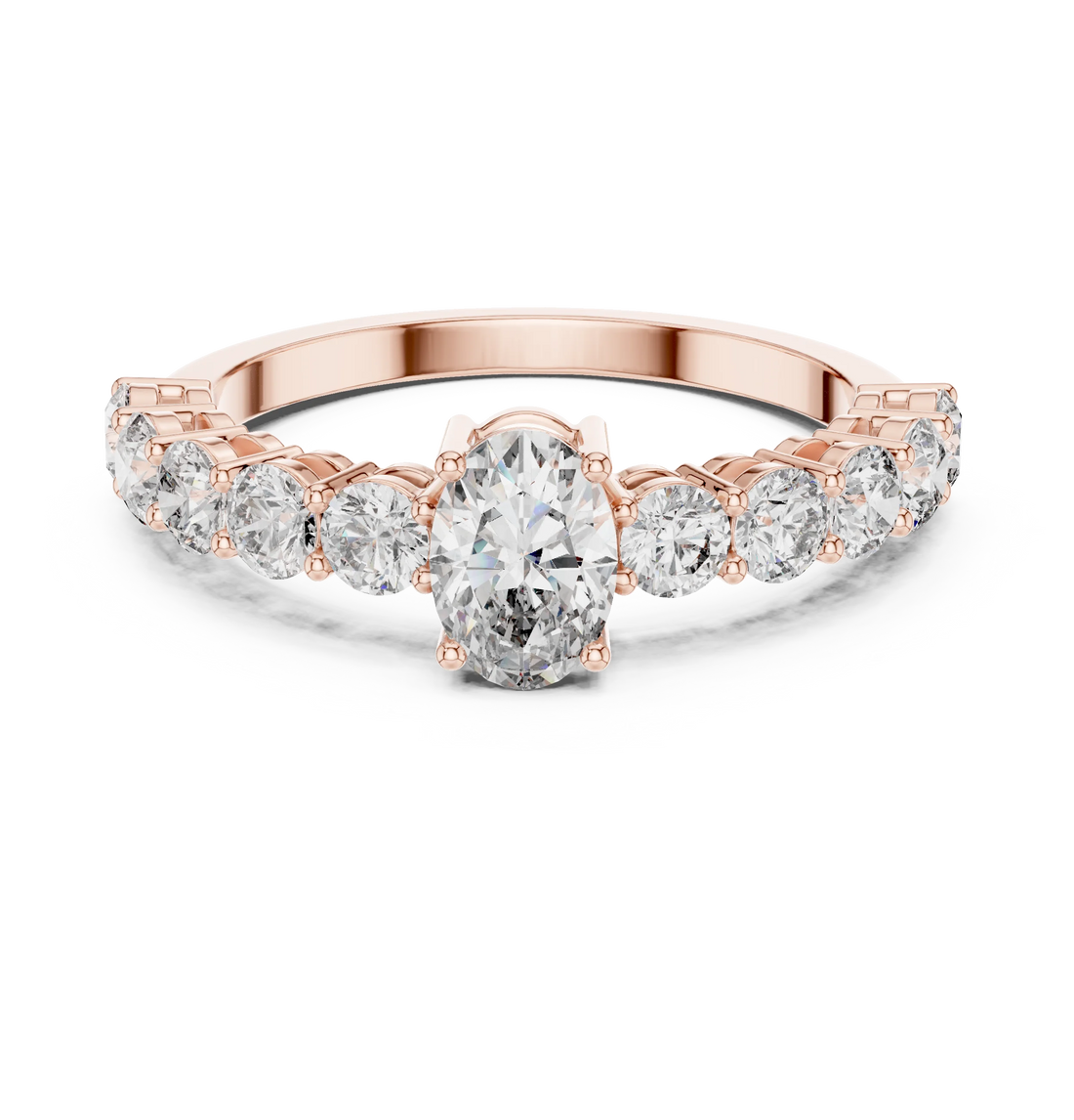 Oval Cut Diamond Half Eternity Engagement Ring