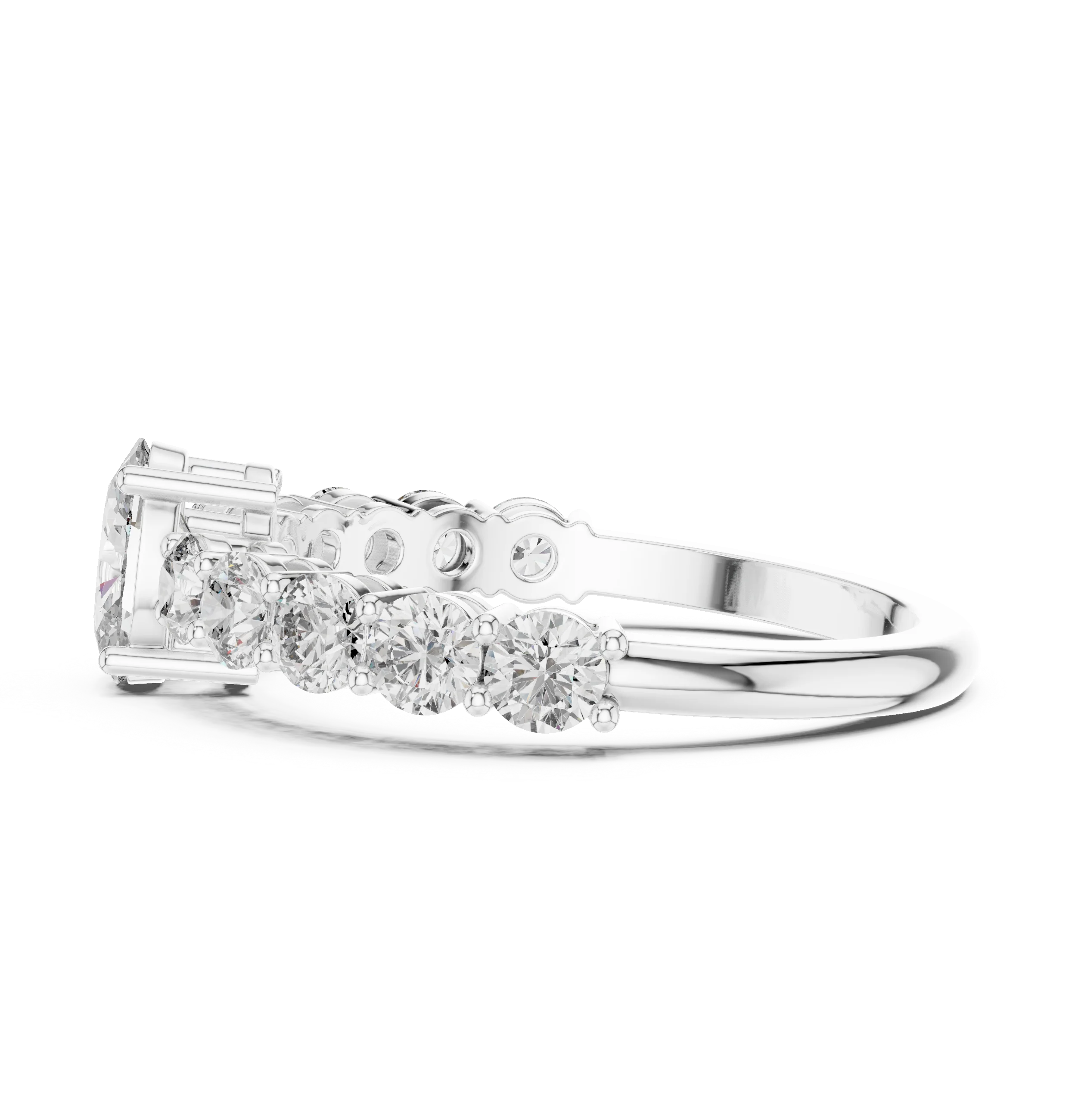 Oval Cut Diamond Half Eternity Engagement Ring