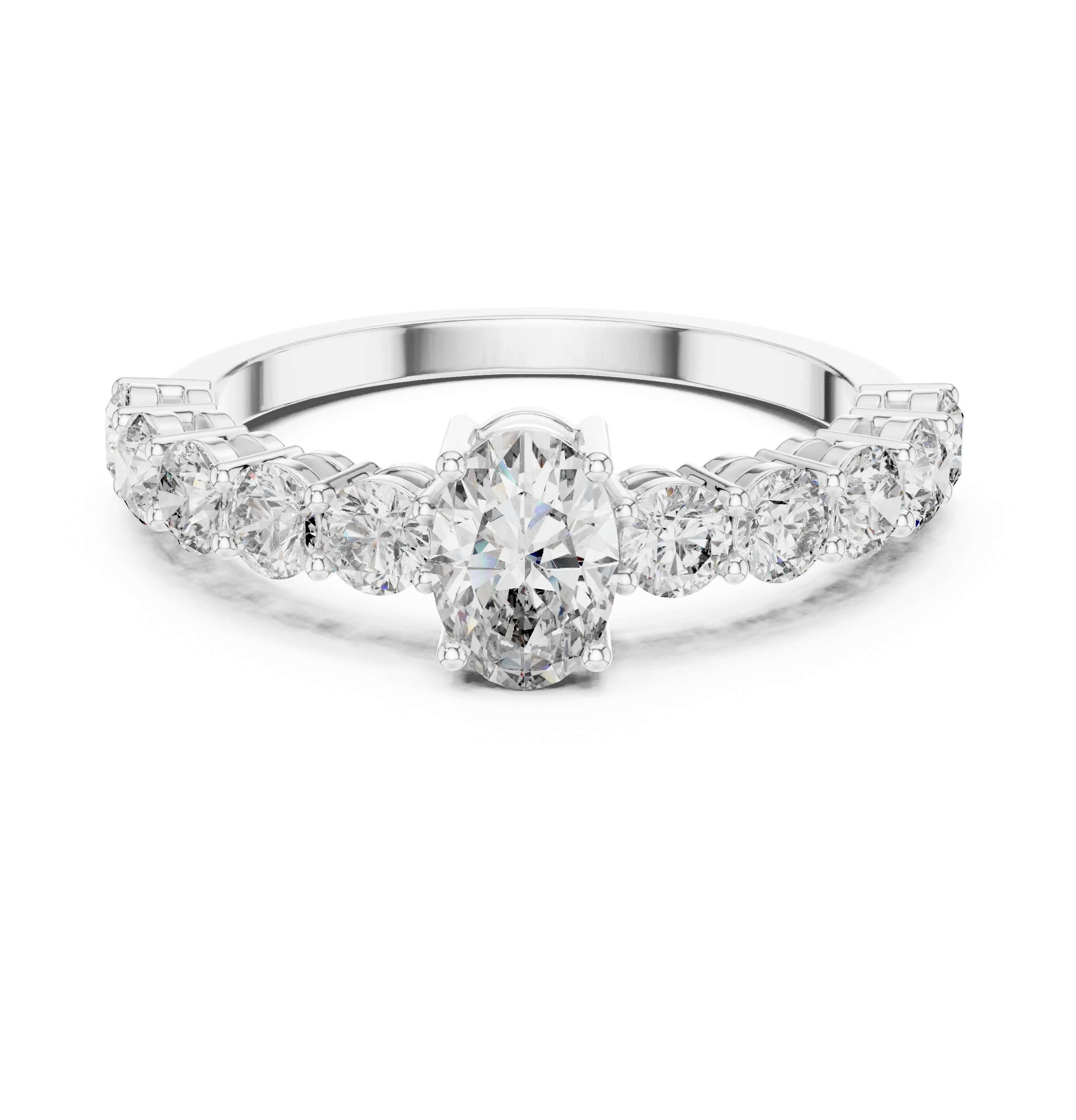 Oval Cut Diamond Half Eternity Engagement Ring