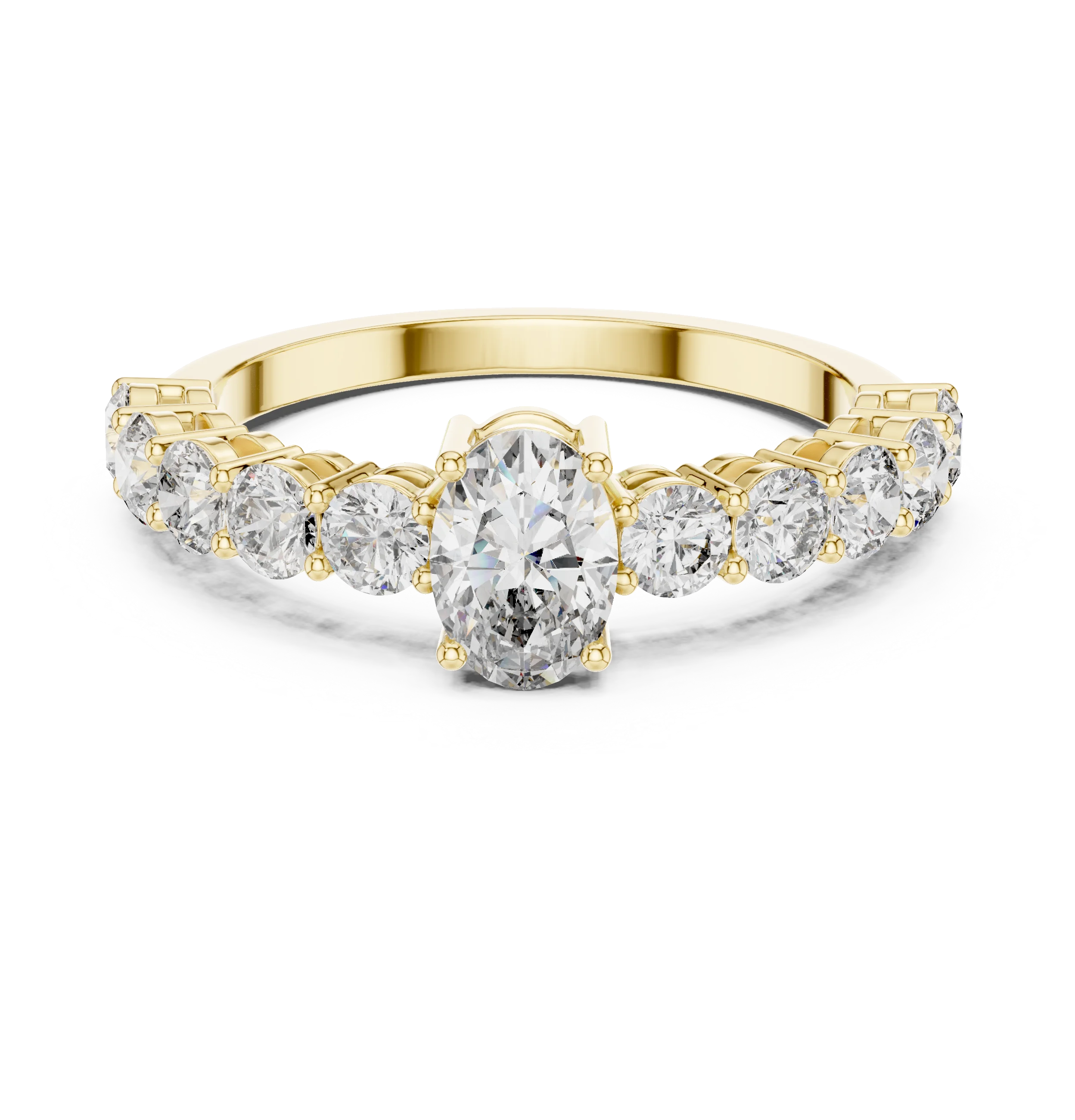 Oval Cut Diamond Half Eternity Engagement Ring