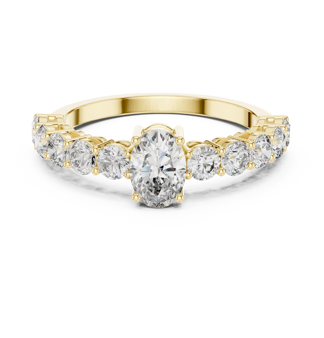 Oval Cut Diamond Half Eternity Engagement Ring