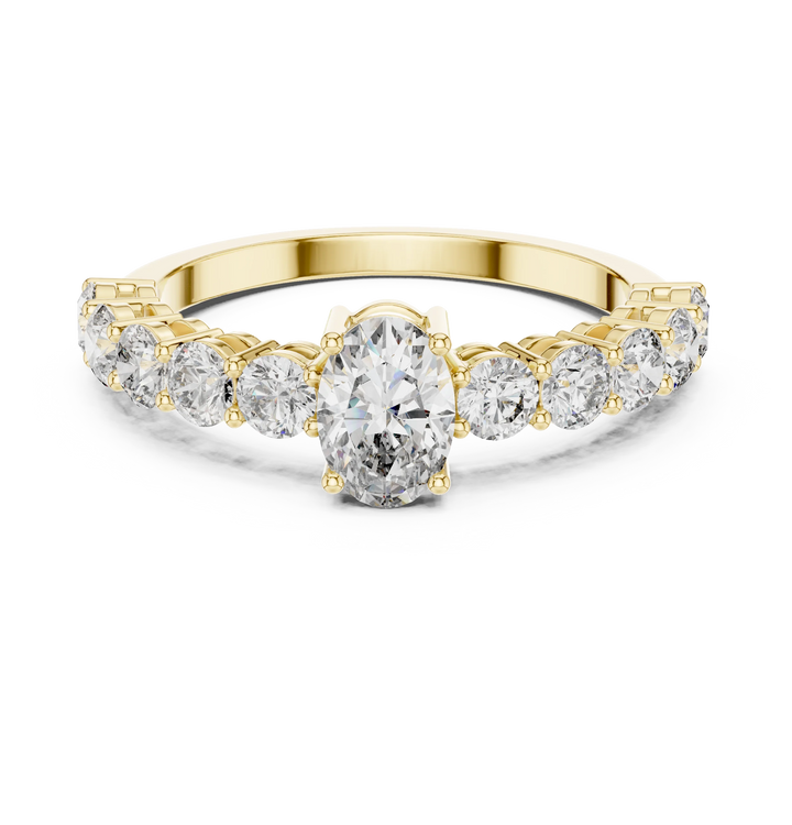 Oval Cut Diamond Half Eternity Engagement Ring