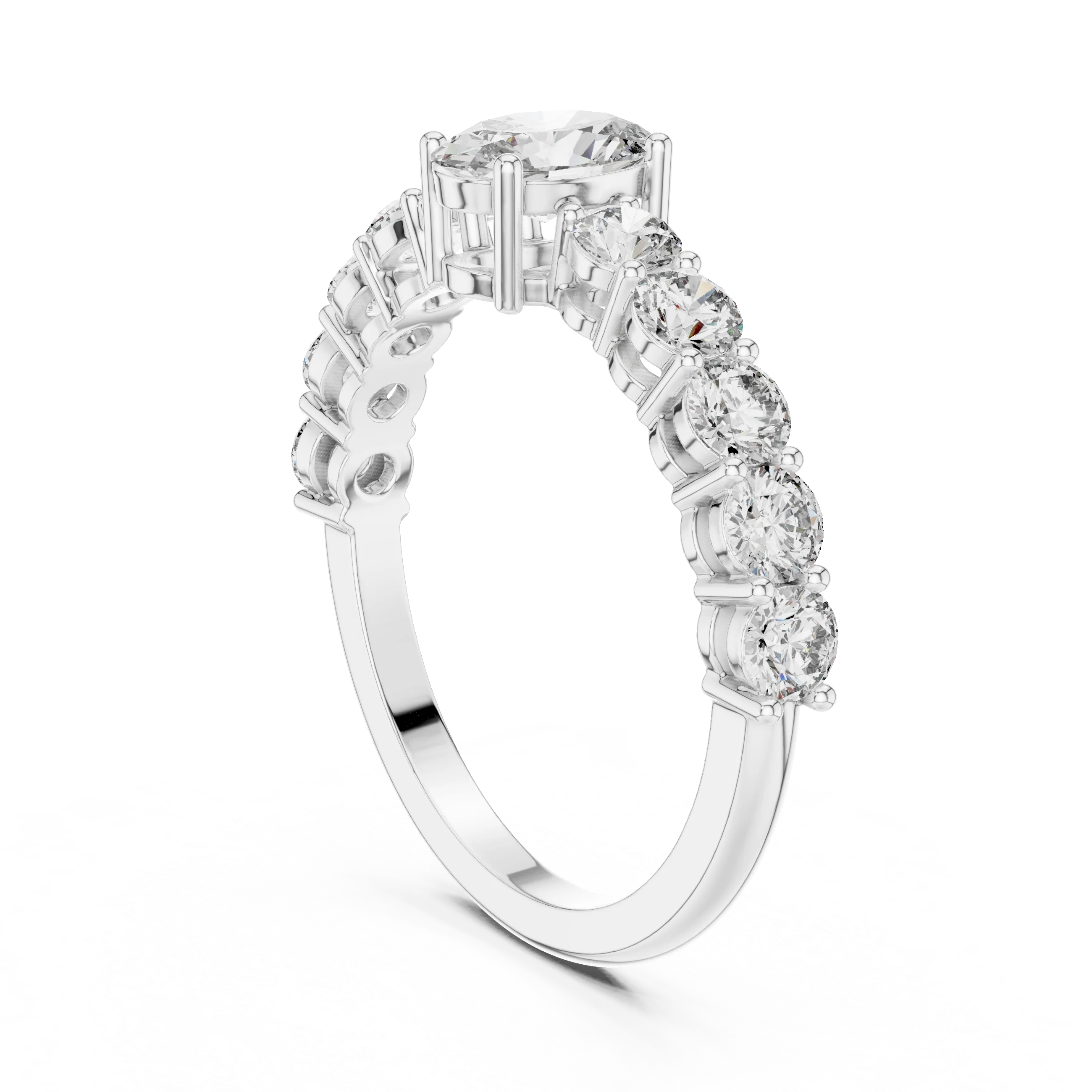 Oval Cut Diamond Half Eternity Engagement Ring