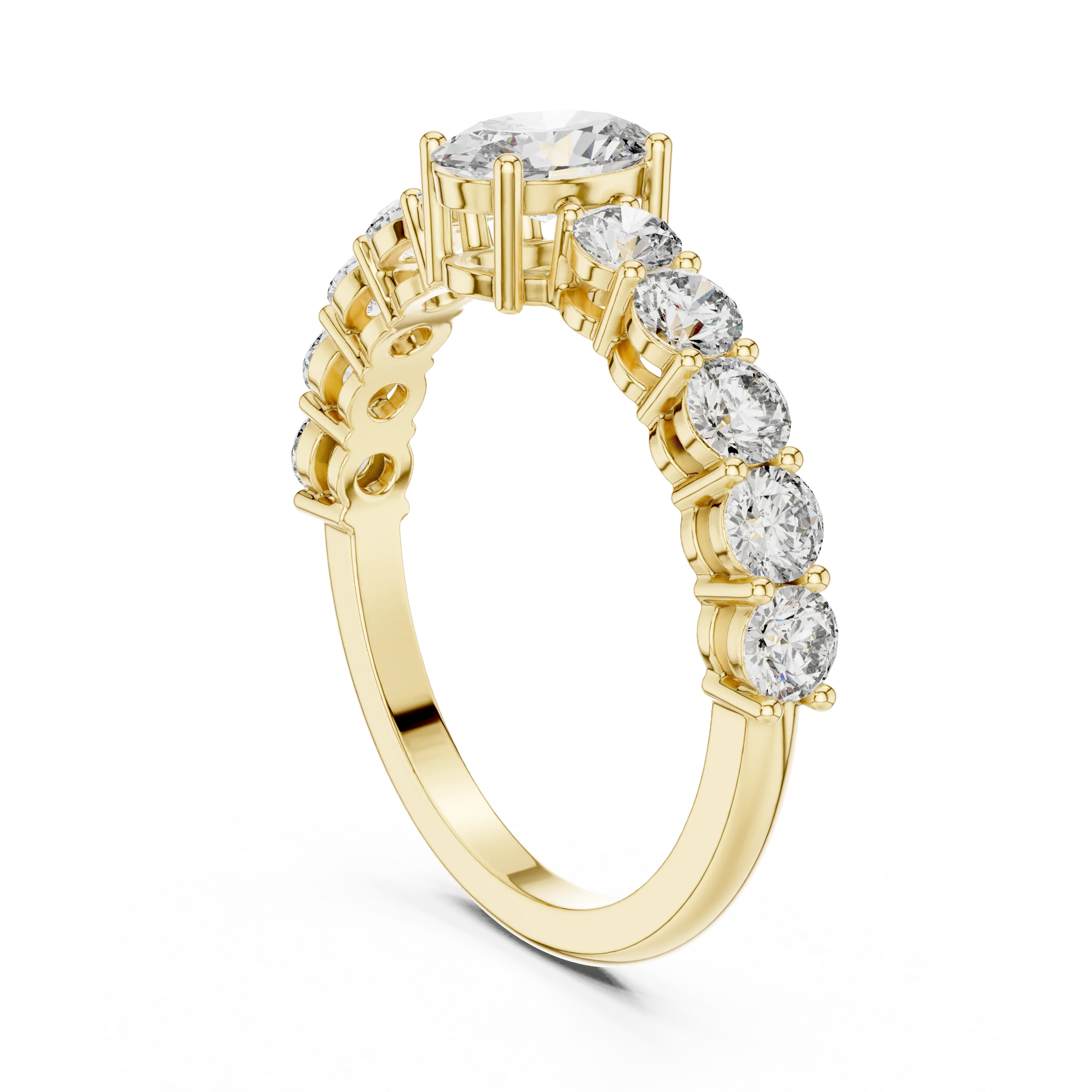 Oval Cut Diamond Half Eternity Engagement Ring