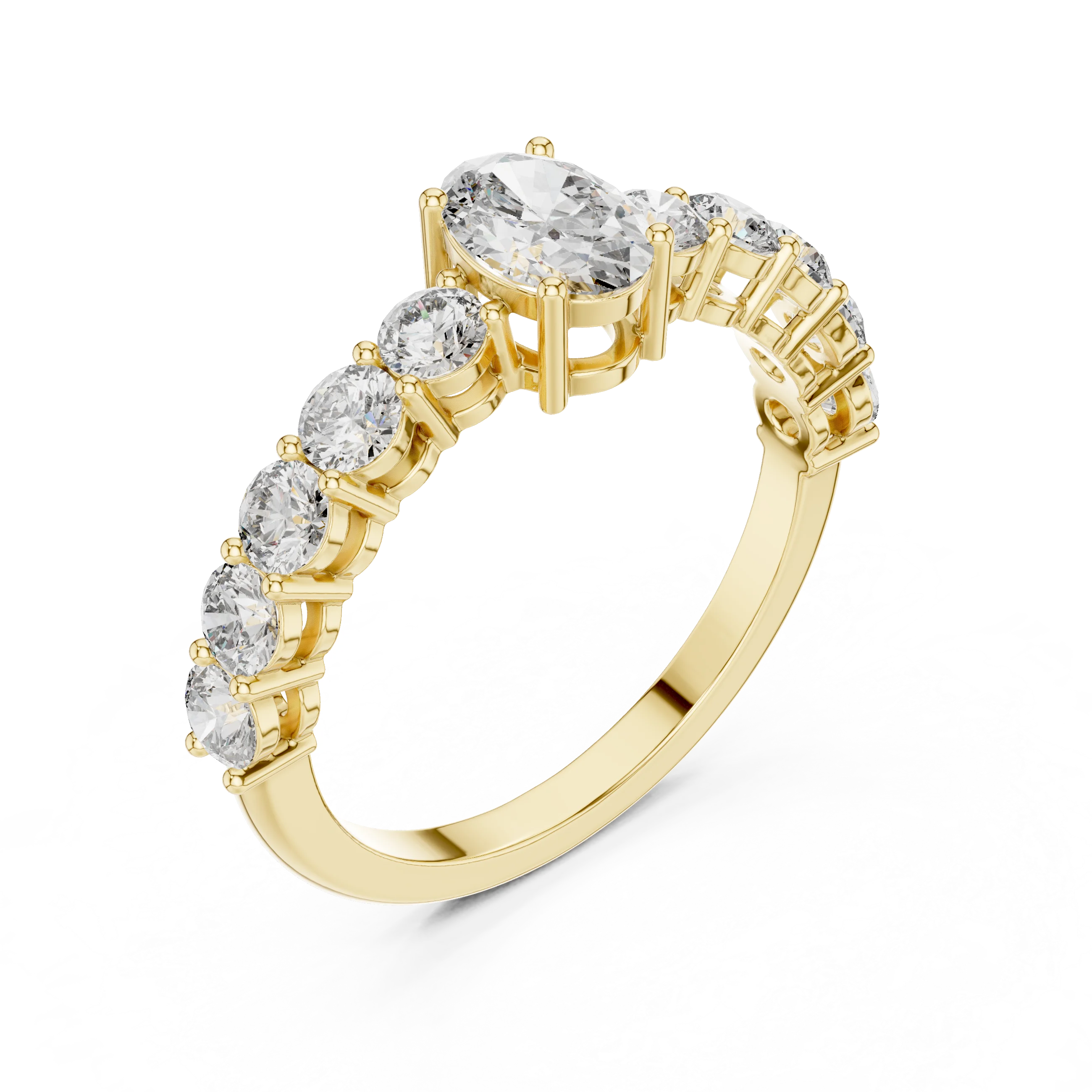 Oval Cut Diamond Half Eternity Engagement Ring