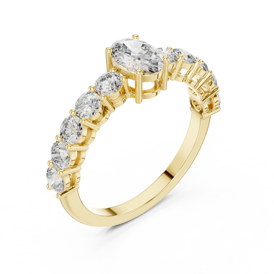 Oval Cut Diamond Half Eternity Engagement Ring