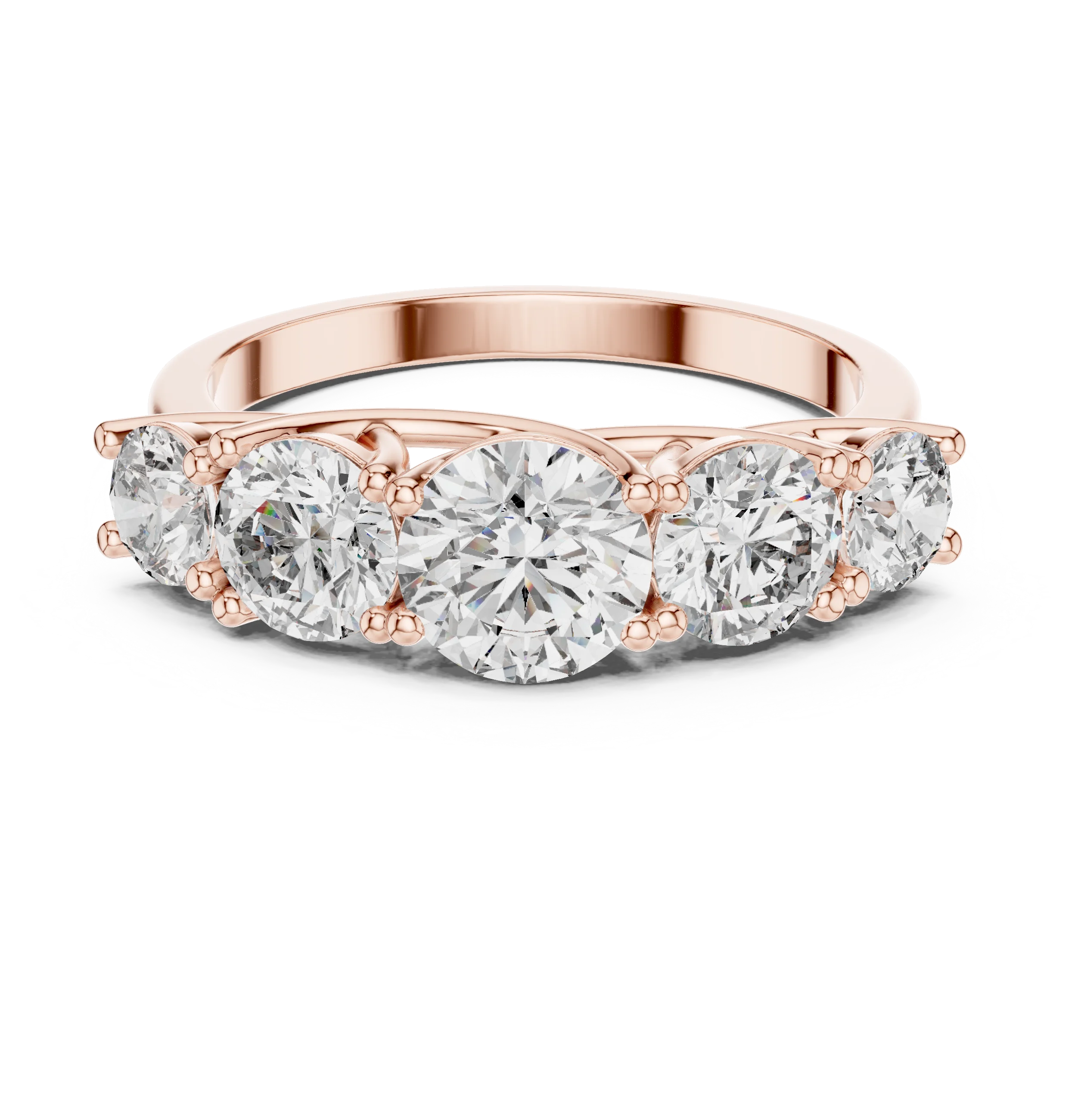 Five-Stone Round Diamond Wedding Band
