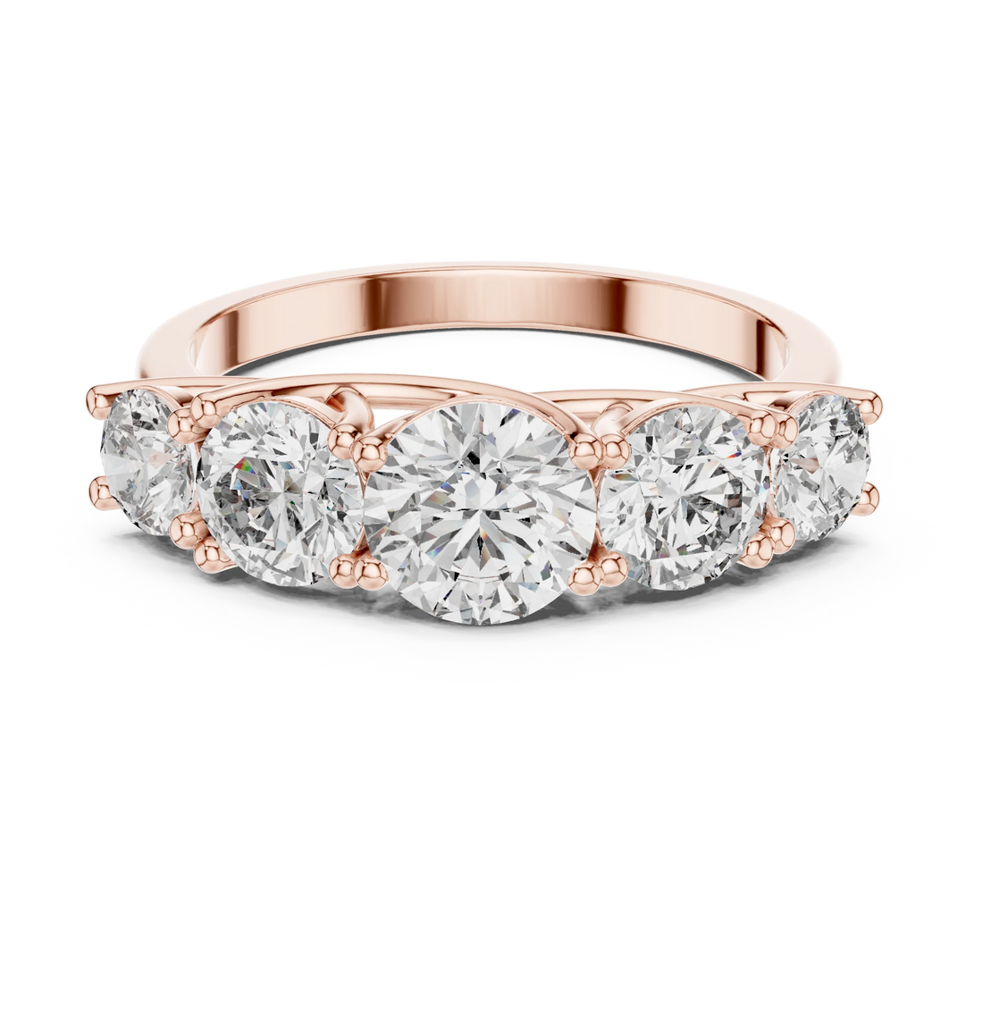Five-Stone Round Diamond Wedding Band