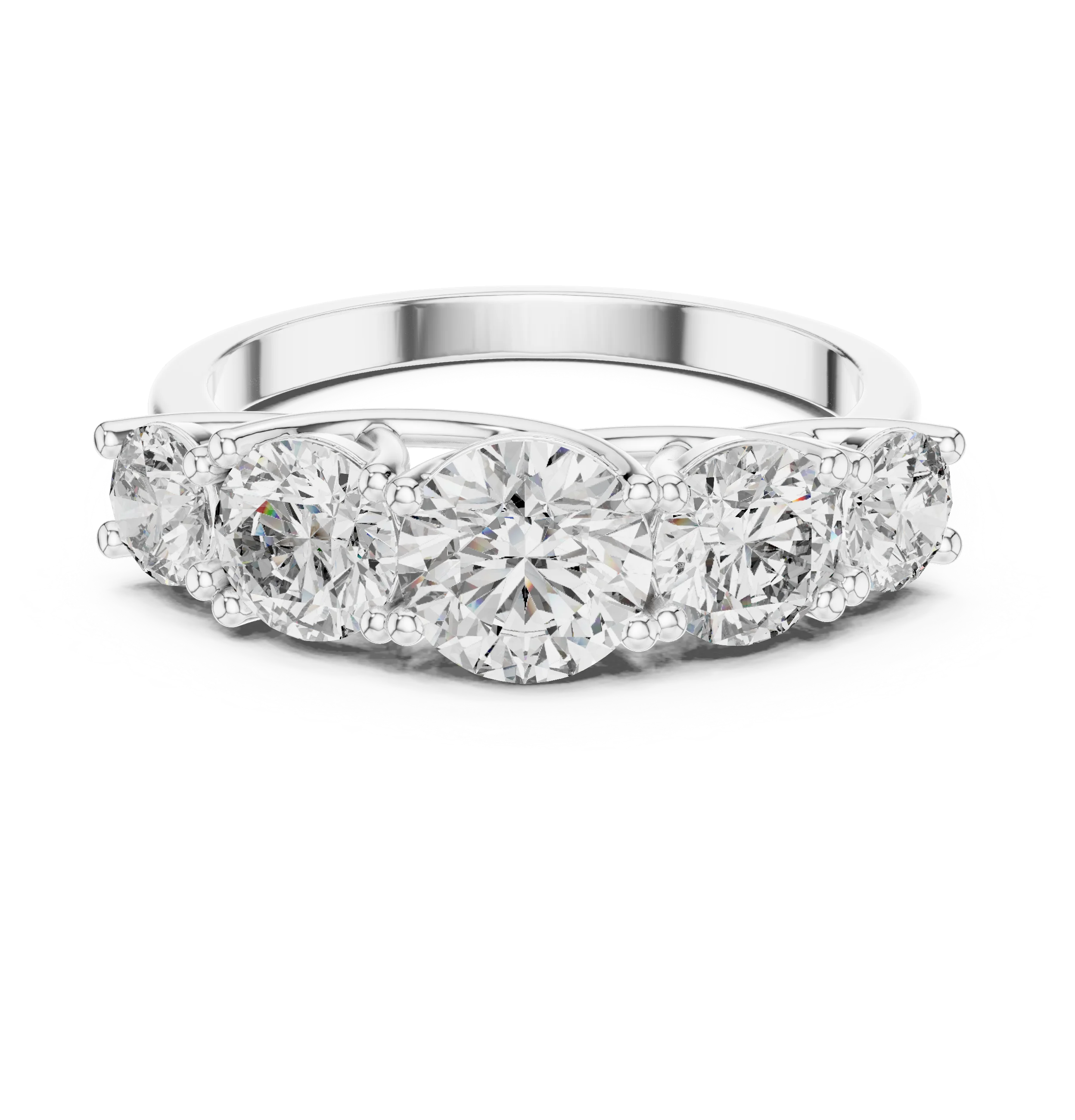 Five-Stone Round Diamond Wedding Band