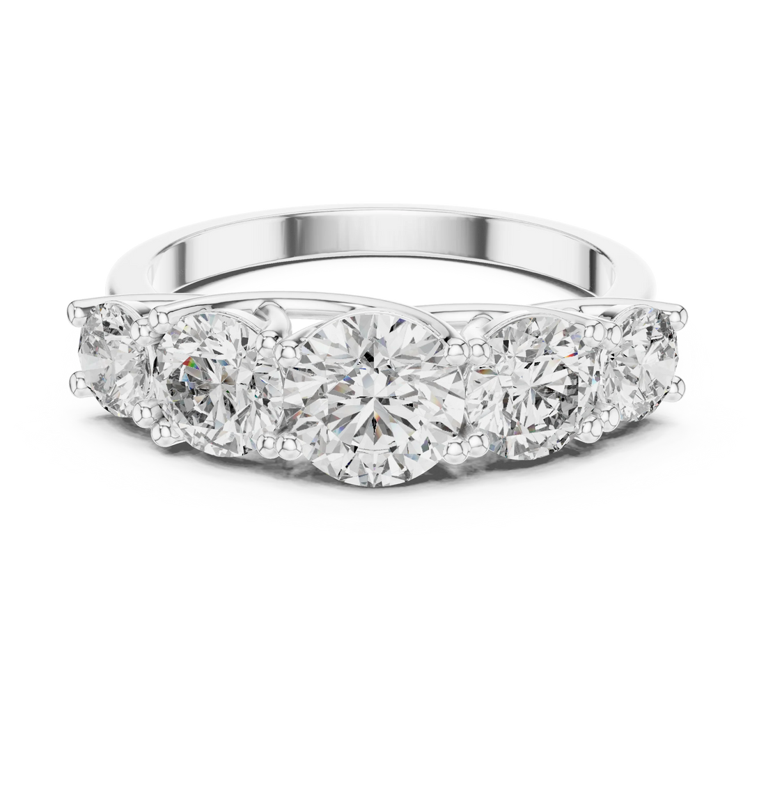 Five-Stone Round Diamond Wedding Band