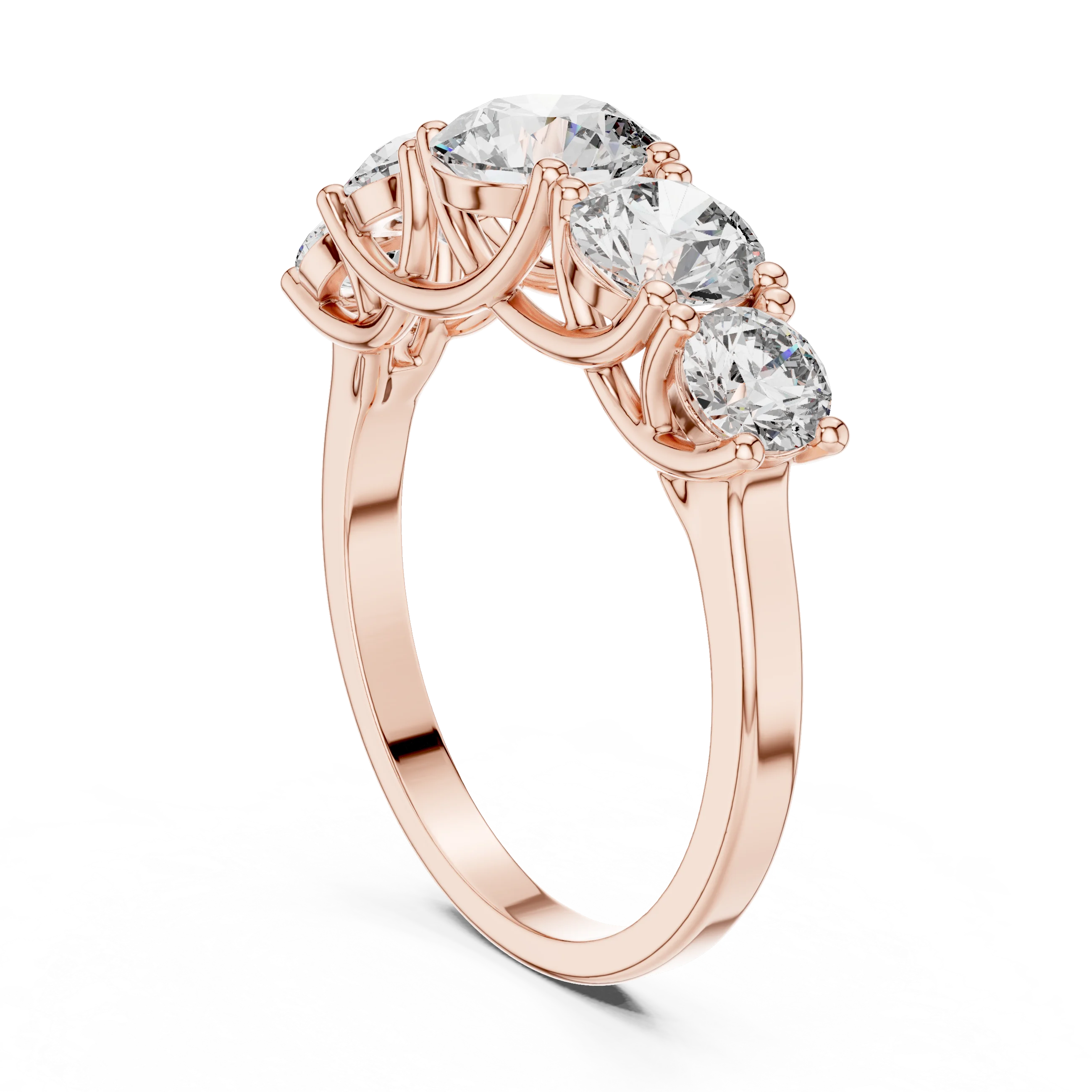 Five-Stone Round Diamond Wedding Band